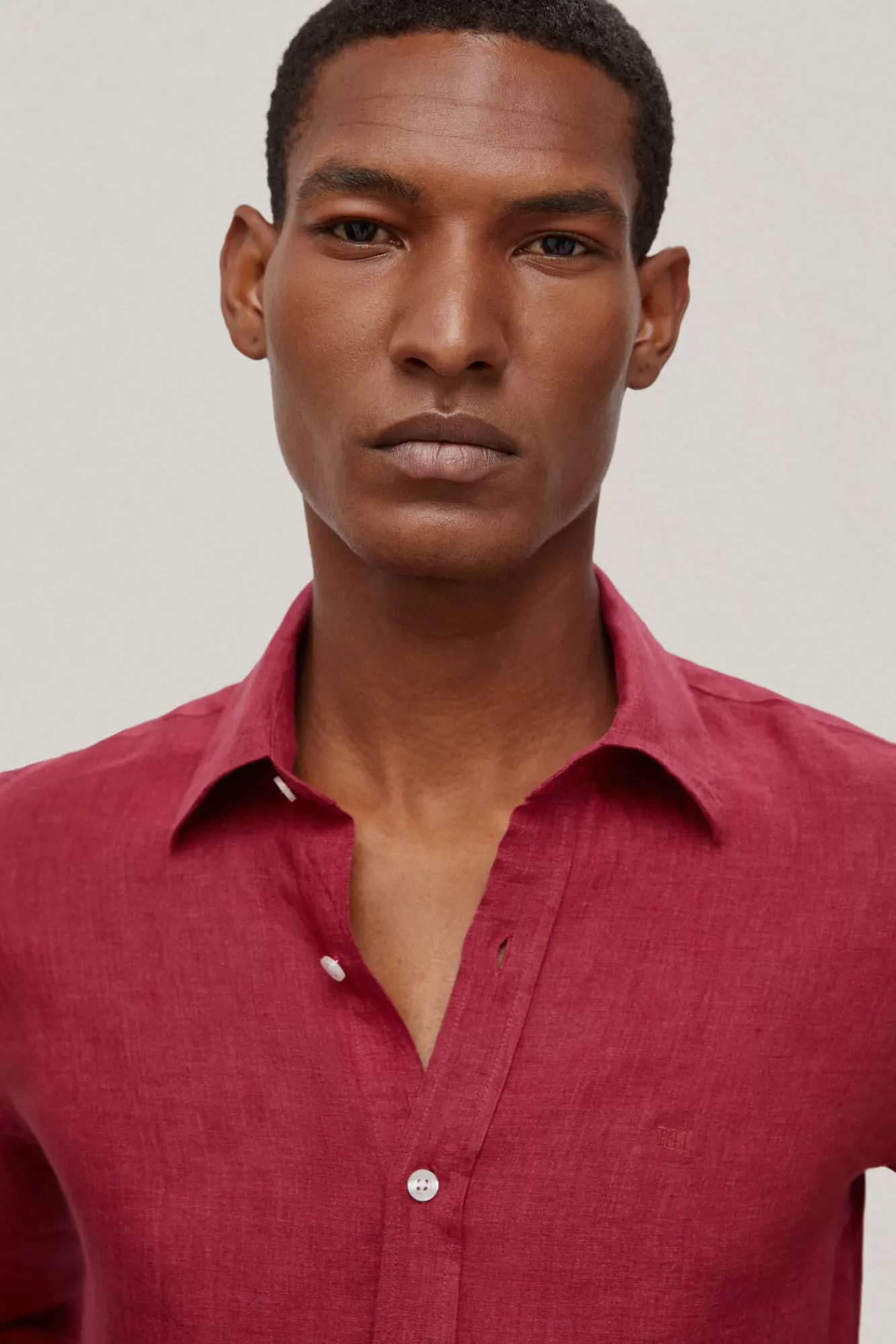 Flash Sale Pedro del Hierro Plain Linen Shirt Burgundy