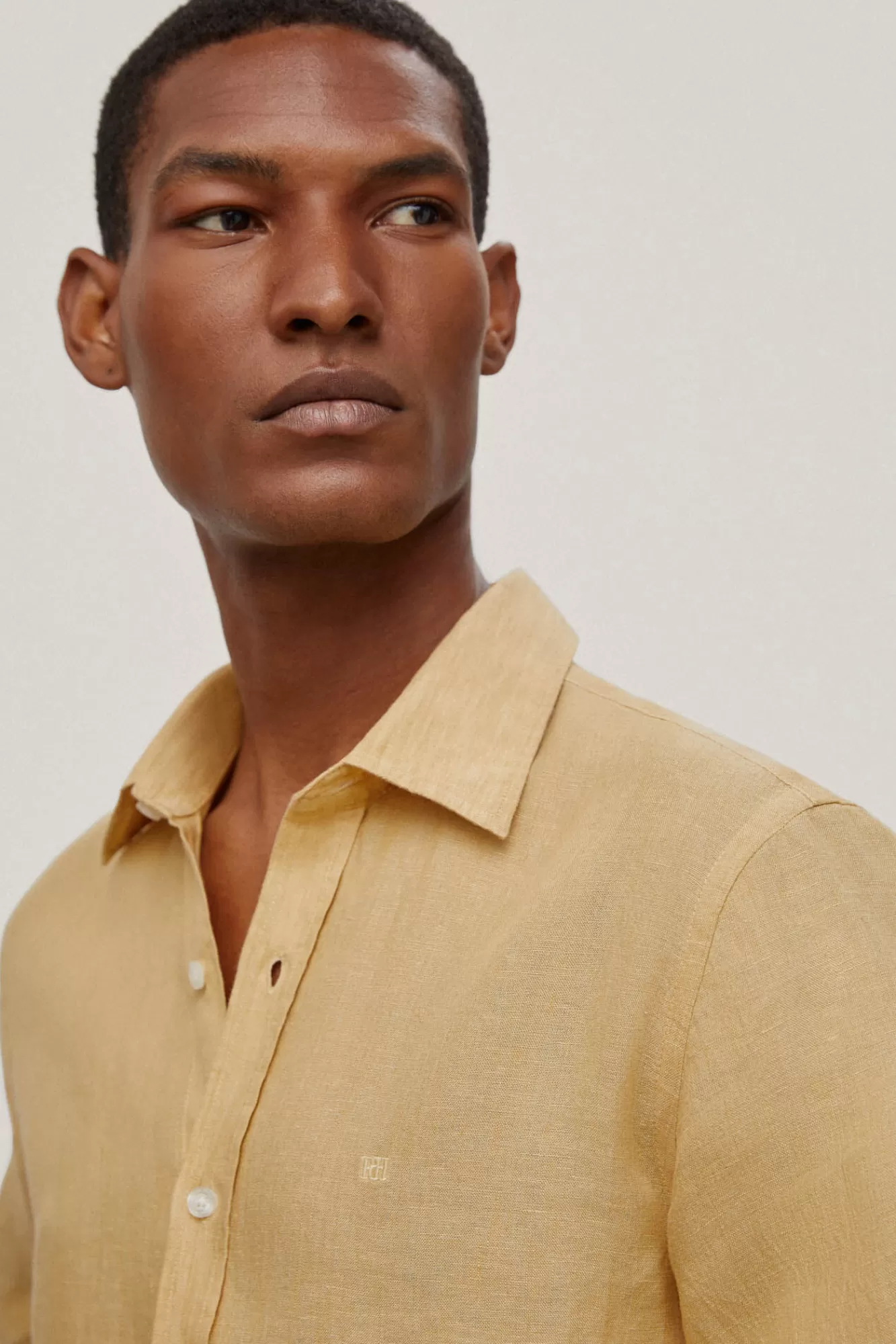 New Pedro del Hierro Plain Linen Shirt Yellow