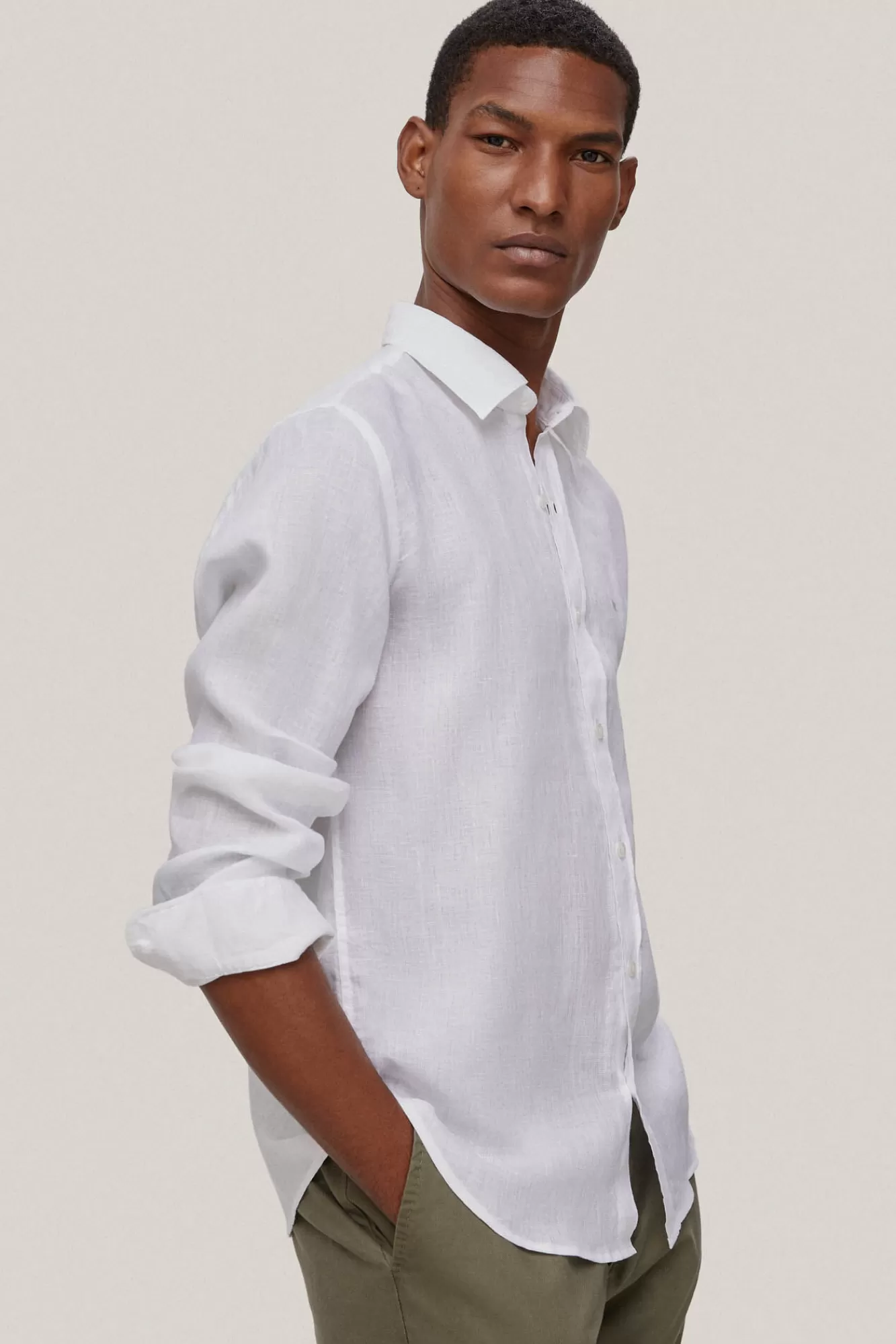 Discount Pedro del Hierro Plain Linen Shirt White