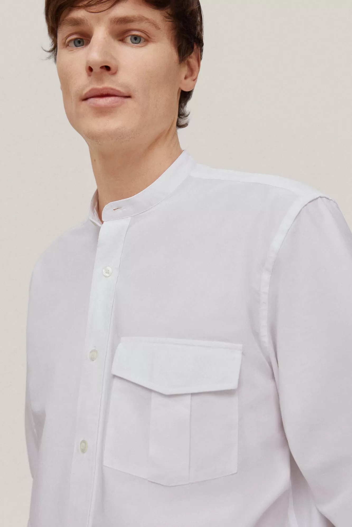 Best Pedro del Hierro Plain Mandarin Collar Shirt White