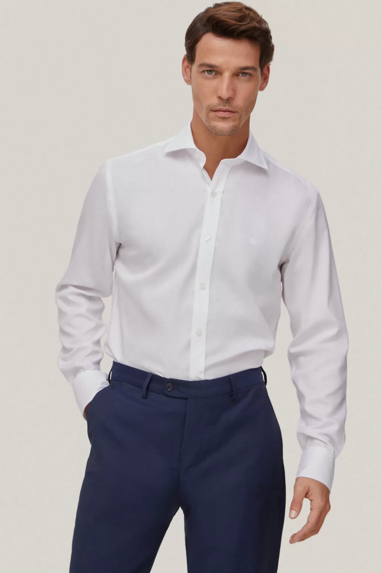 Best Pedro del Hierro Plain Pinpoint Dress Shirt, Non-Iron + Stain-Resistant White