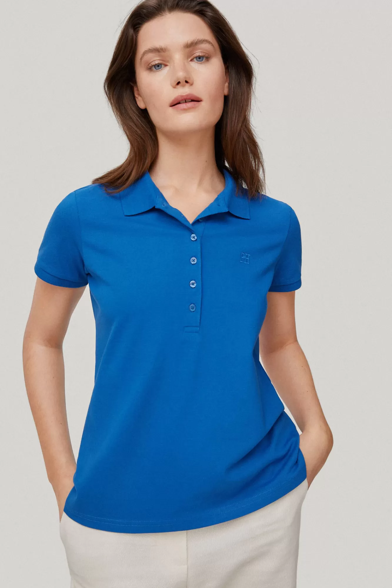 Online Pedro del Hierro Plain Short-Sleeved Polo Shirt Turquoise