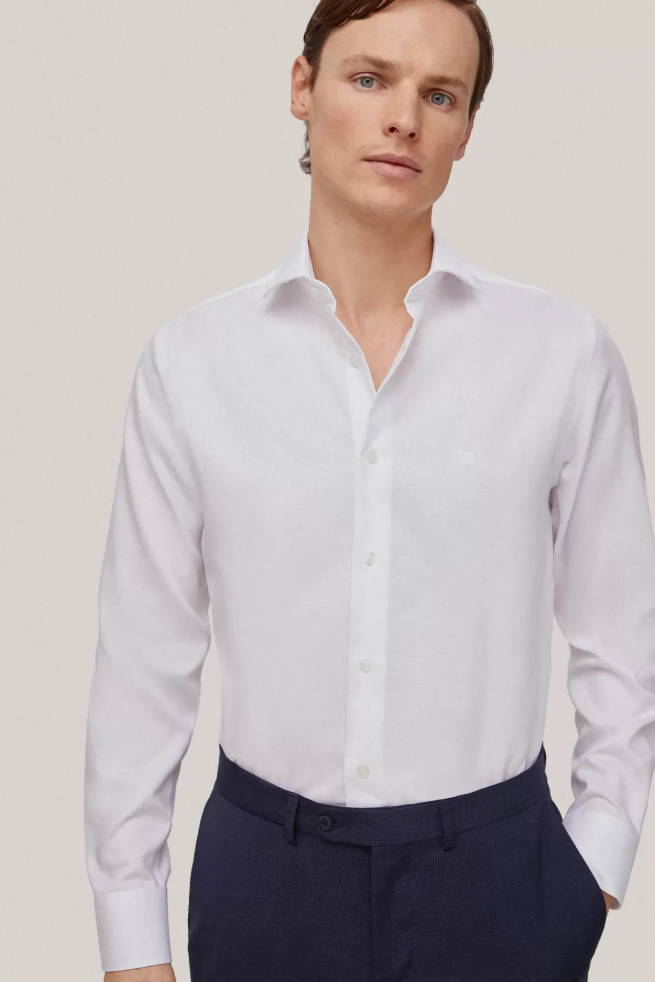 Clearance Pedro del Hierro Plain Textured Non-Iron + Stain-Resistant Dress Shirt White