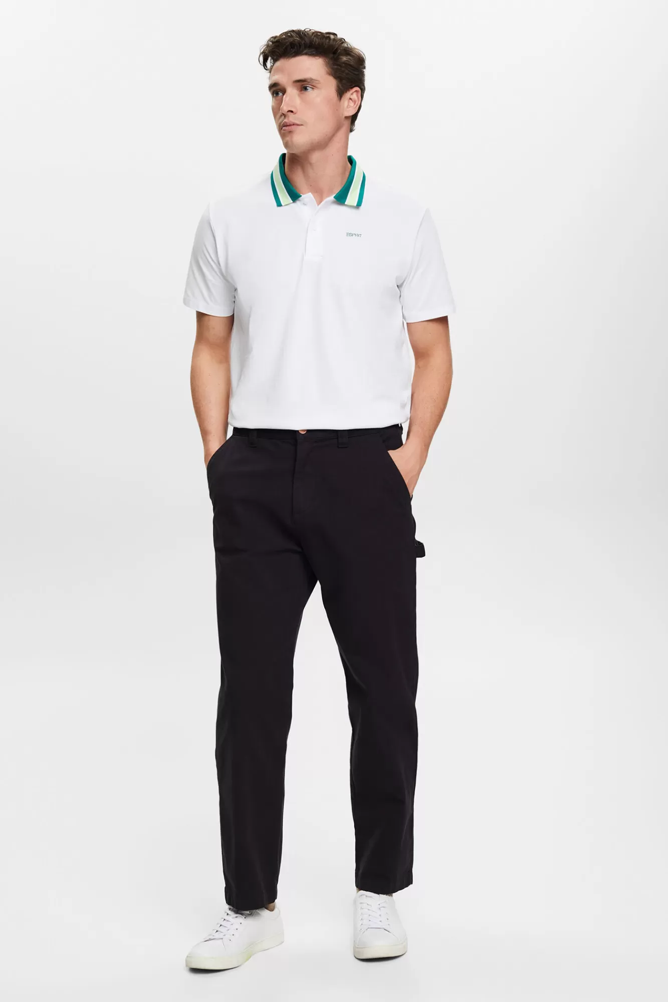 Store Esprit Polo Liso Manga Corta Algodon White