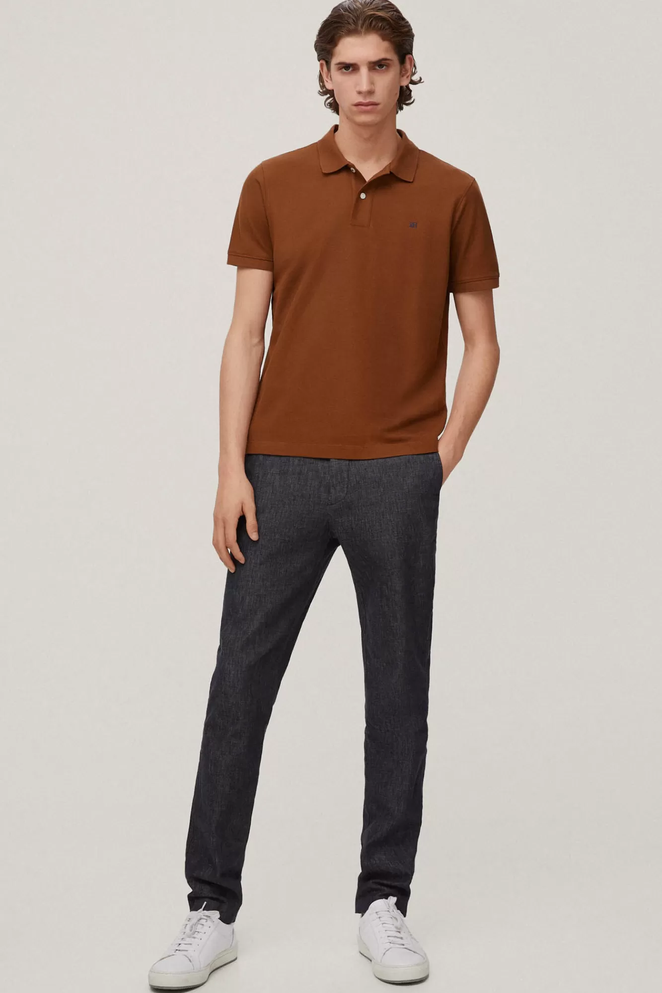 Shop Pedro del Hierro Polo Pique Logo Brown