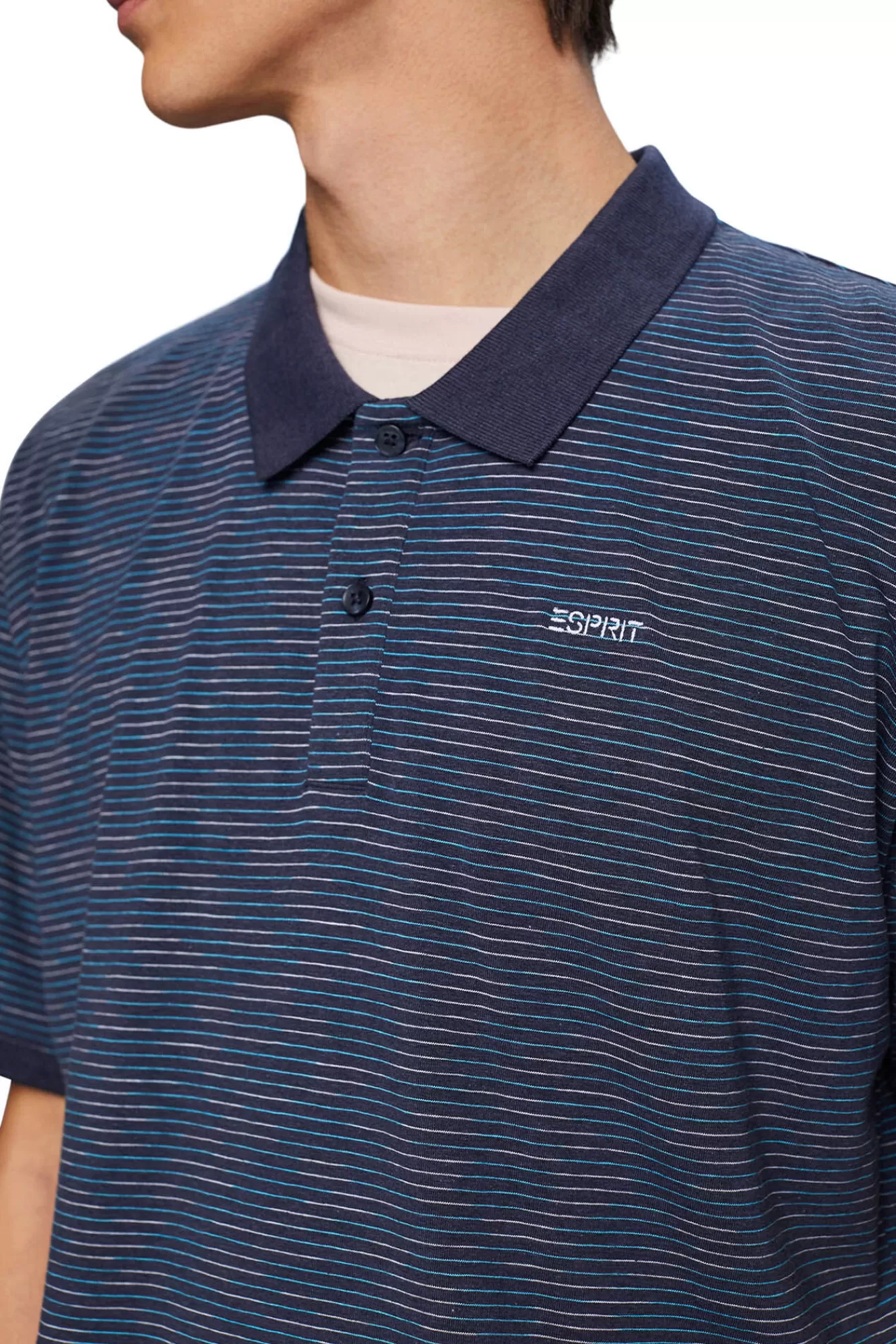 Discount Esprit Polo Rayas Melange Con Viscosa Printed Blue