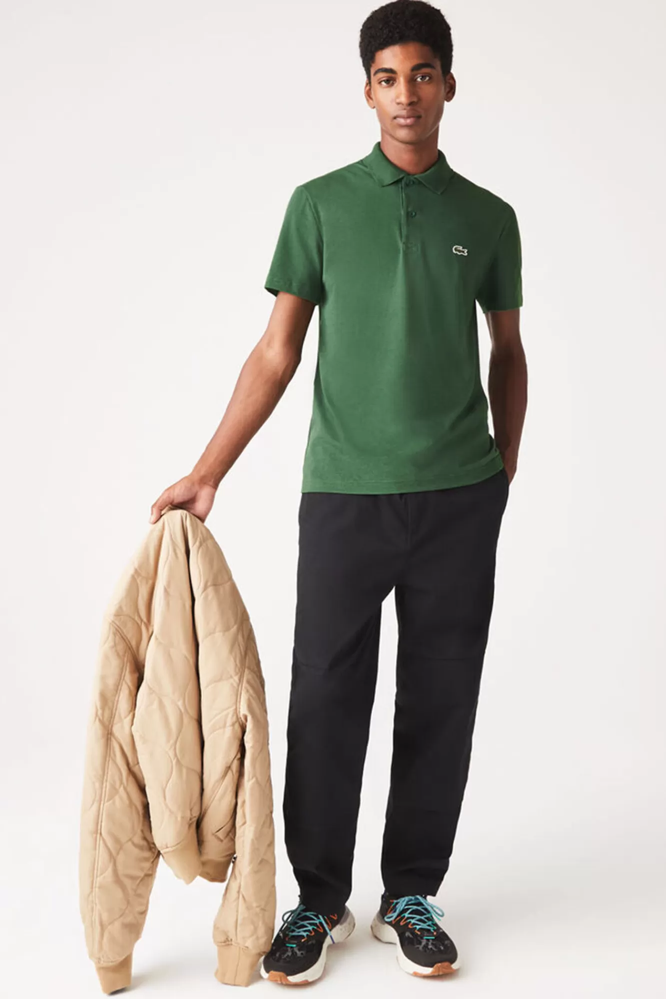 Discount Lacoste Polo Shirt With Stitched Crocodile Embroidery Green