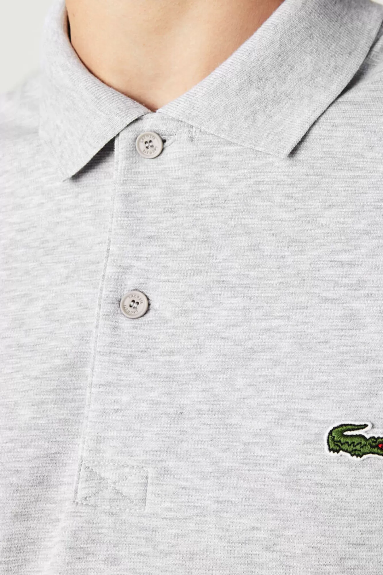 Best Sale Lacoste Polo Shirt With Stitched Crocodile Embroidery Grey