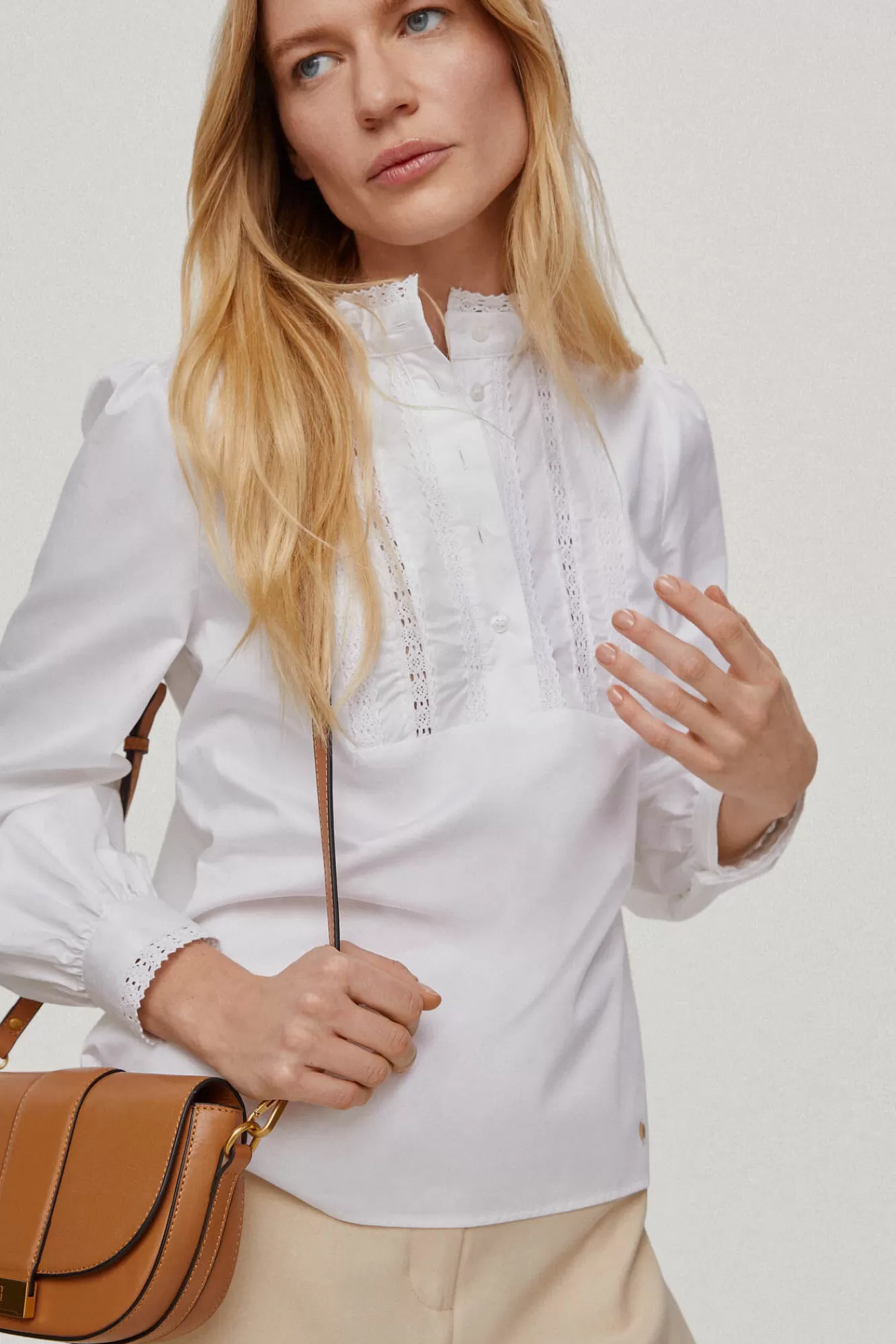 Clearance Pedro del Hierro Poplin Blouse With Ribbons White