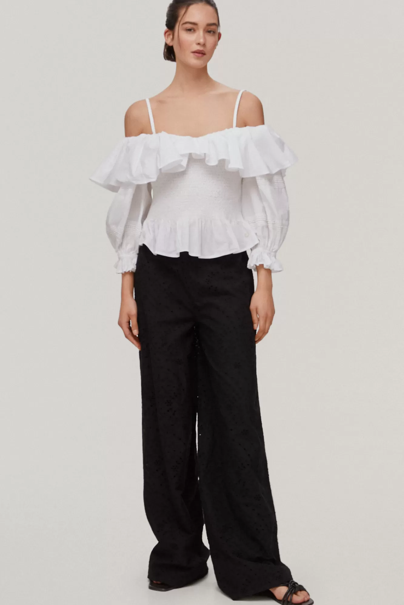 Store Pedro del Hierro Poplin Off-The-Shoulder Blouse White