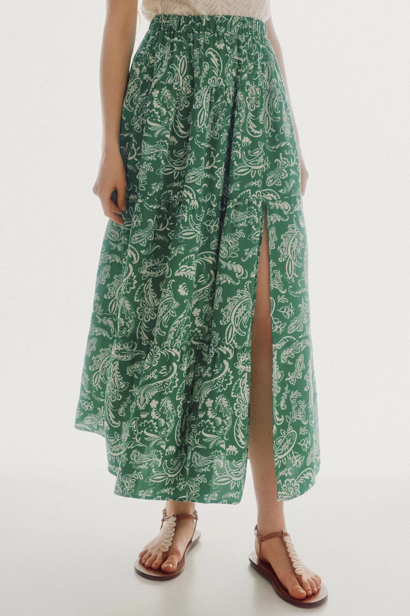 Cheap Slowlove Printed Midi Skirt Printed Green