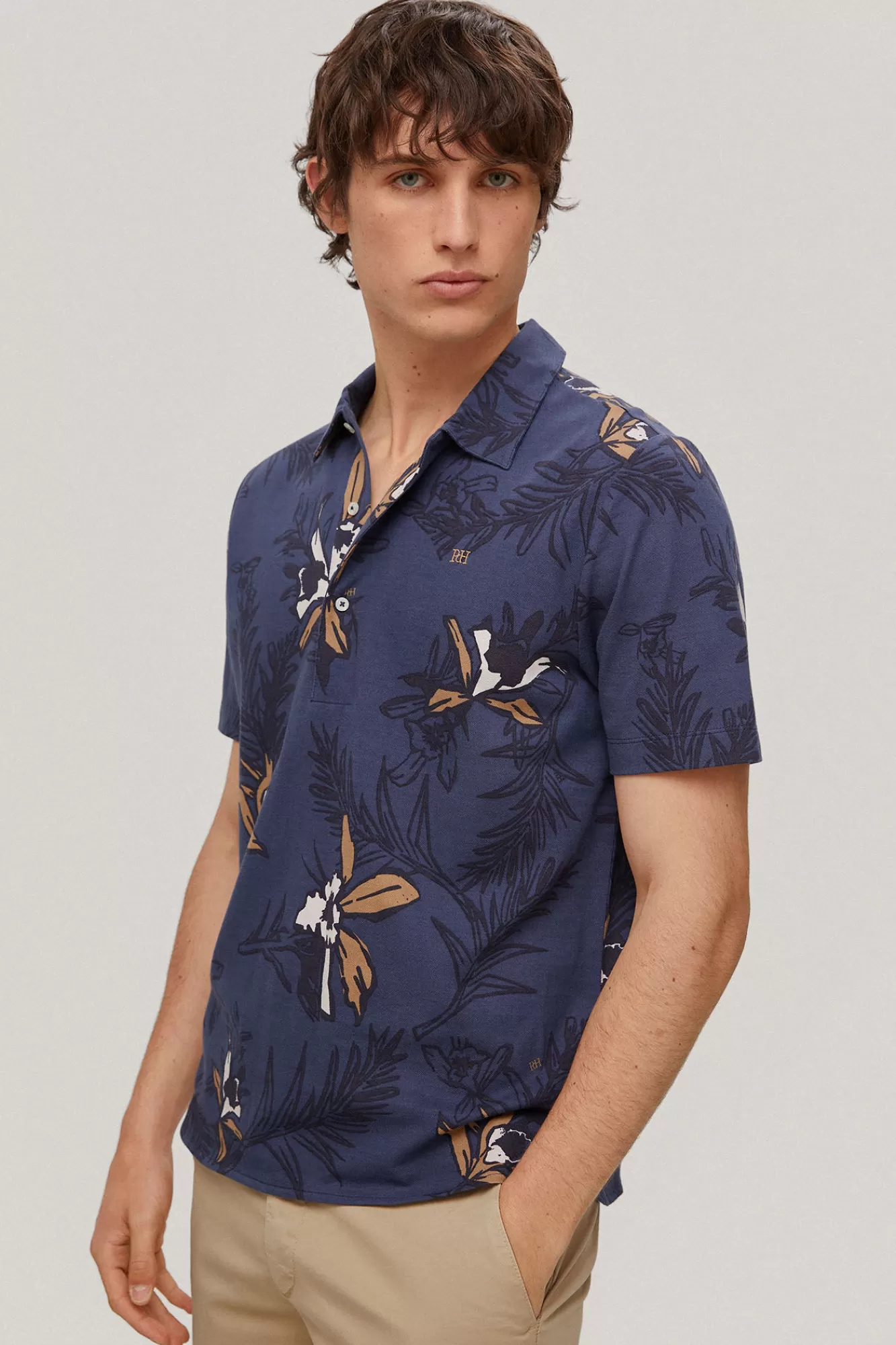 Clearance Pedro del Hierro Printed Polo Shirt Blue