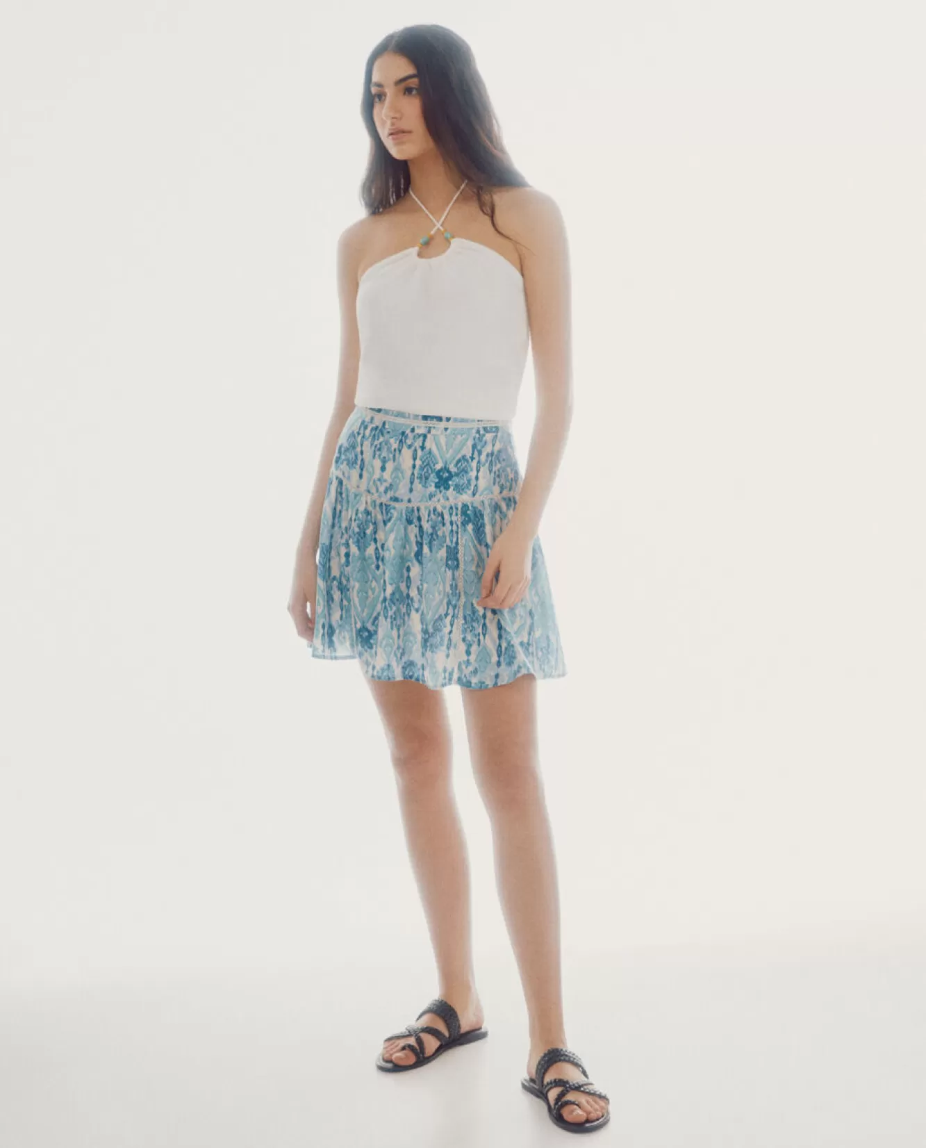 Cheap Slowlove Printed Short Skirt White