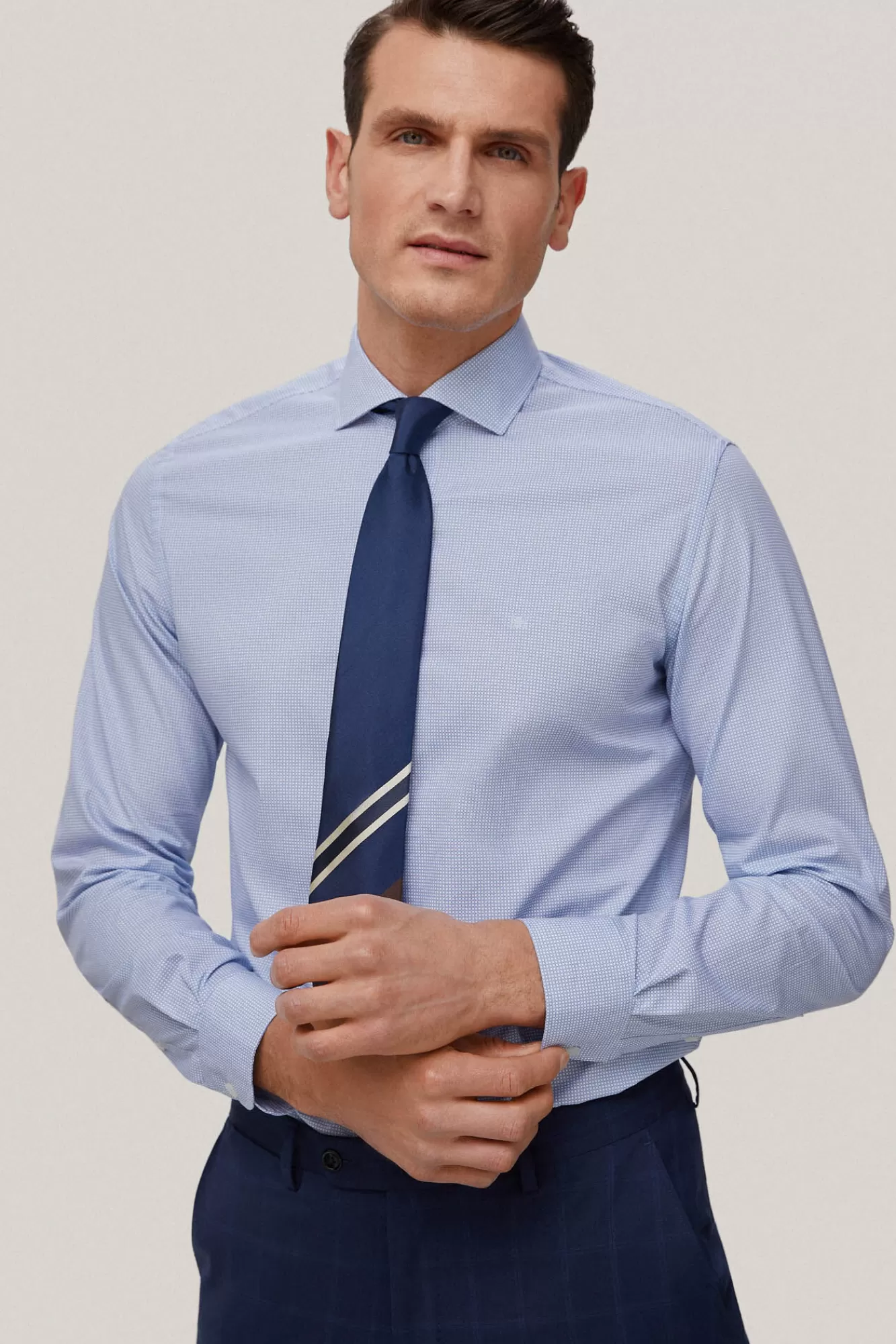 Sale Pedro del Hierro Printed Slim Fit Shirt, Easy-Iron + Odour-Resistant Blue