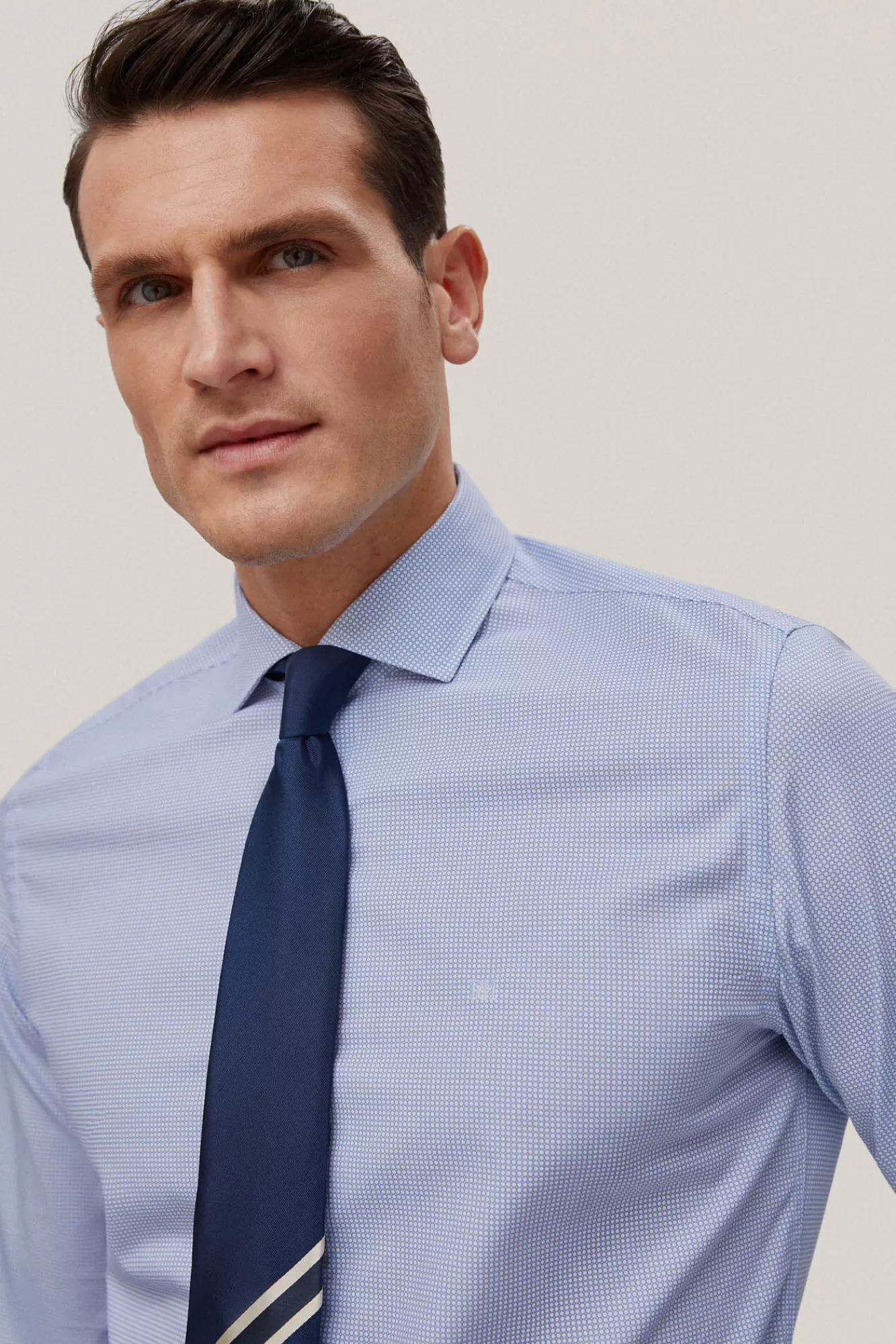 Sale Pedro del Hierro Printed Slim Fit Shirt, Easy-Iron + Odour-Resistant Blue