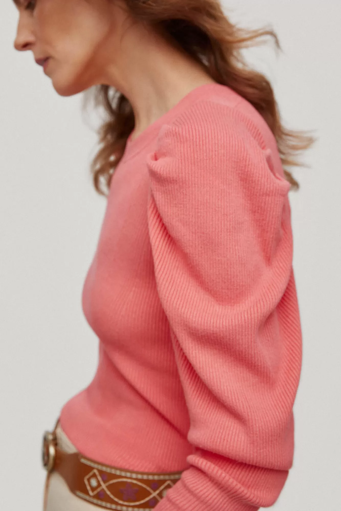 New Pedro del Hierro Puffed Sleeve Top Coral