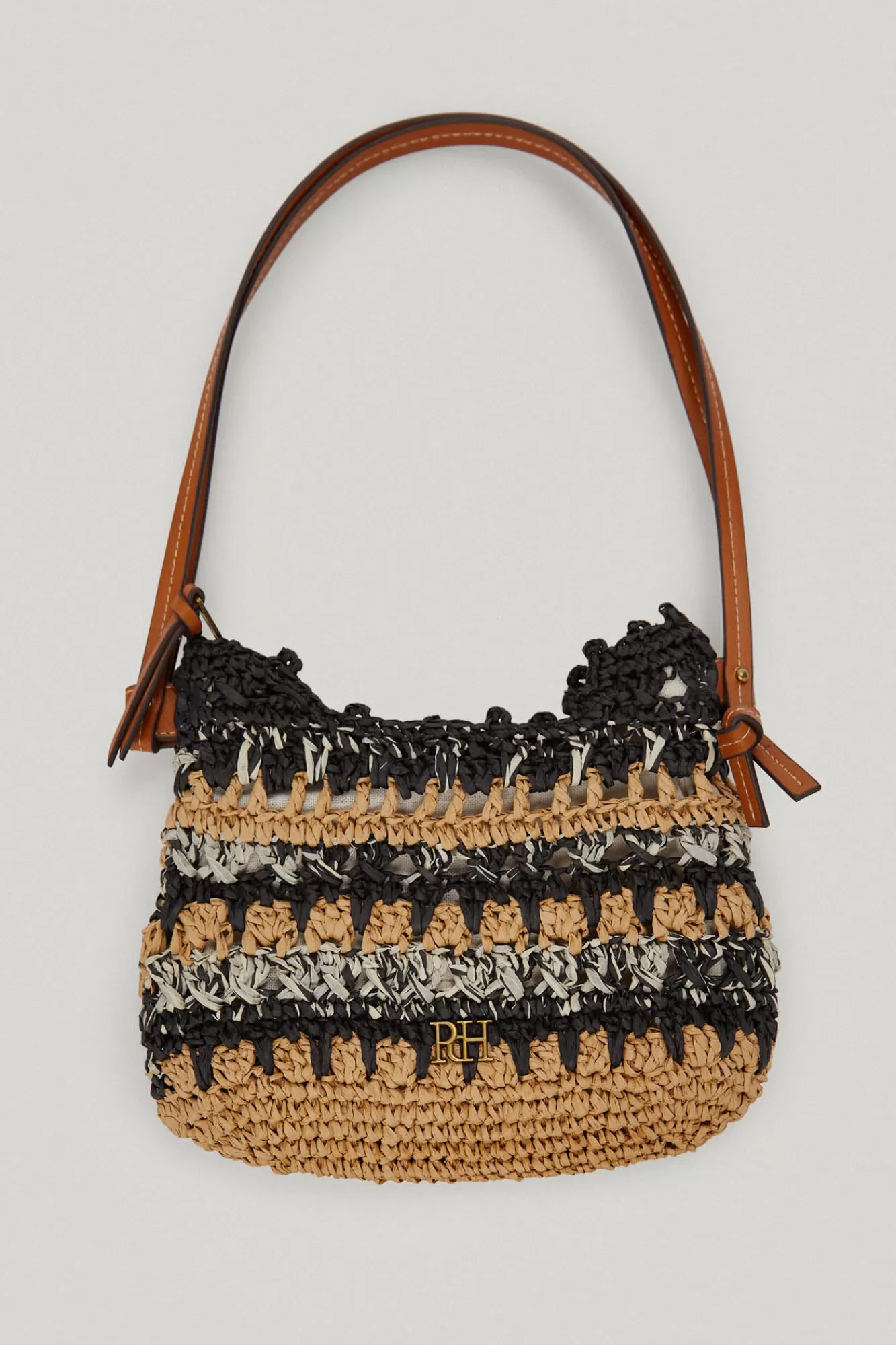 Online Pedro del Hierro Raffia Half Moon Crossbody Bag Brown