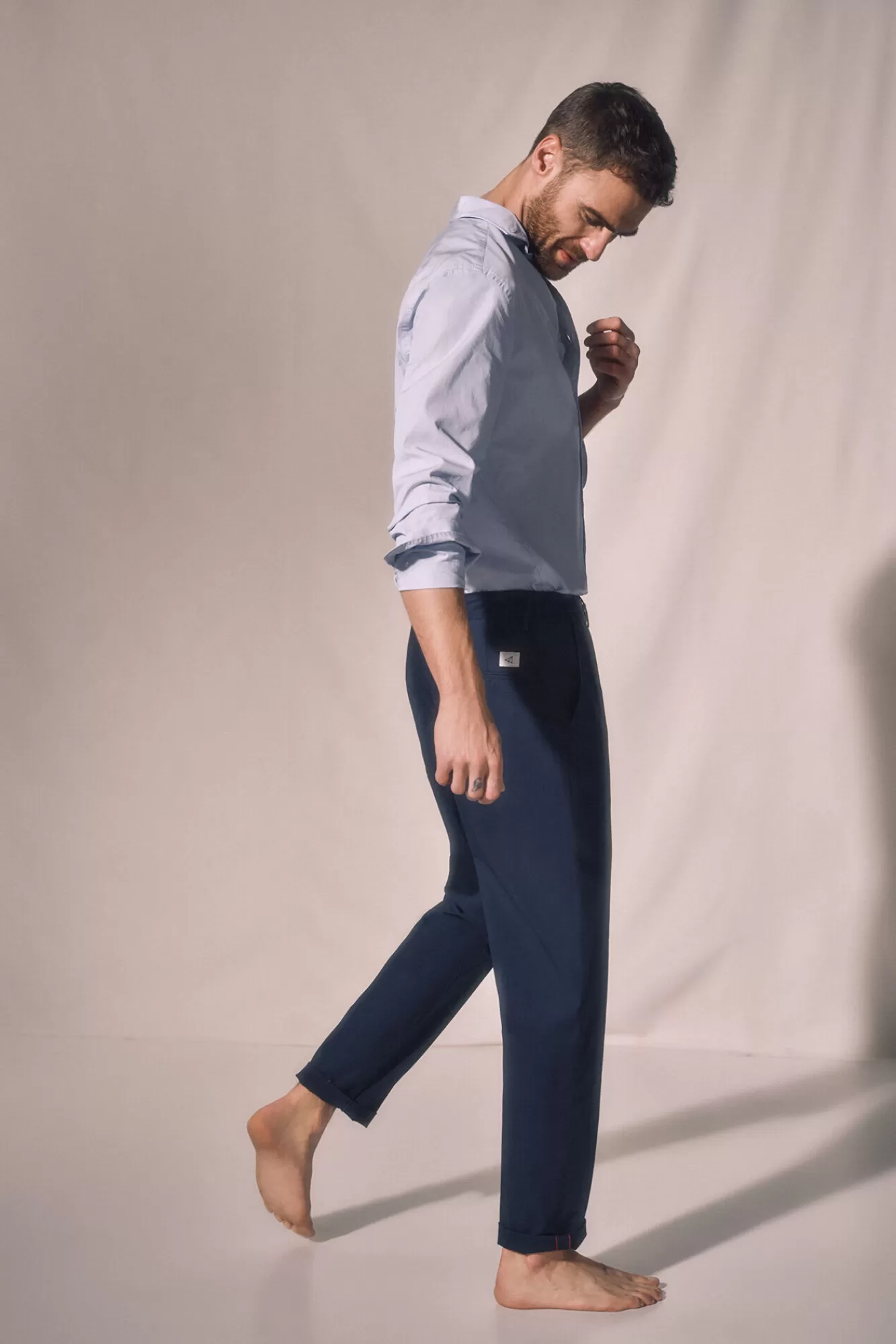 Online Ooto Regular Chinos With Tie. Navy