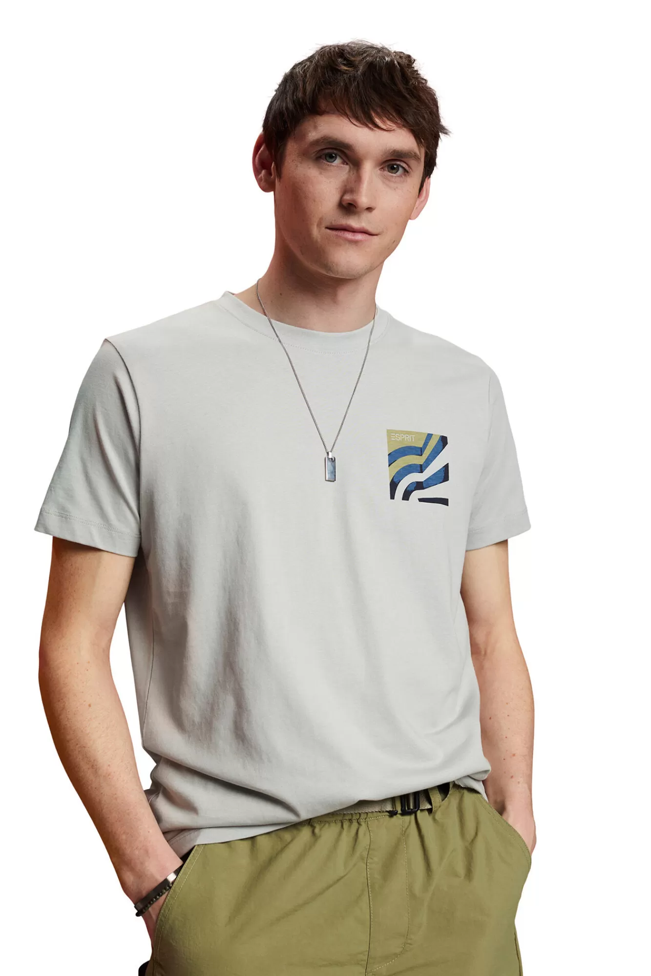 Best Esprit Regular Fit Cotton T-Shirt Printed Grey