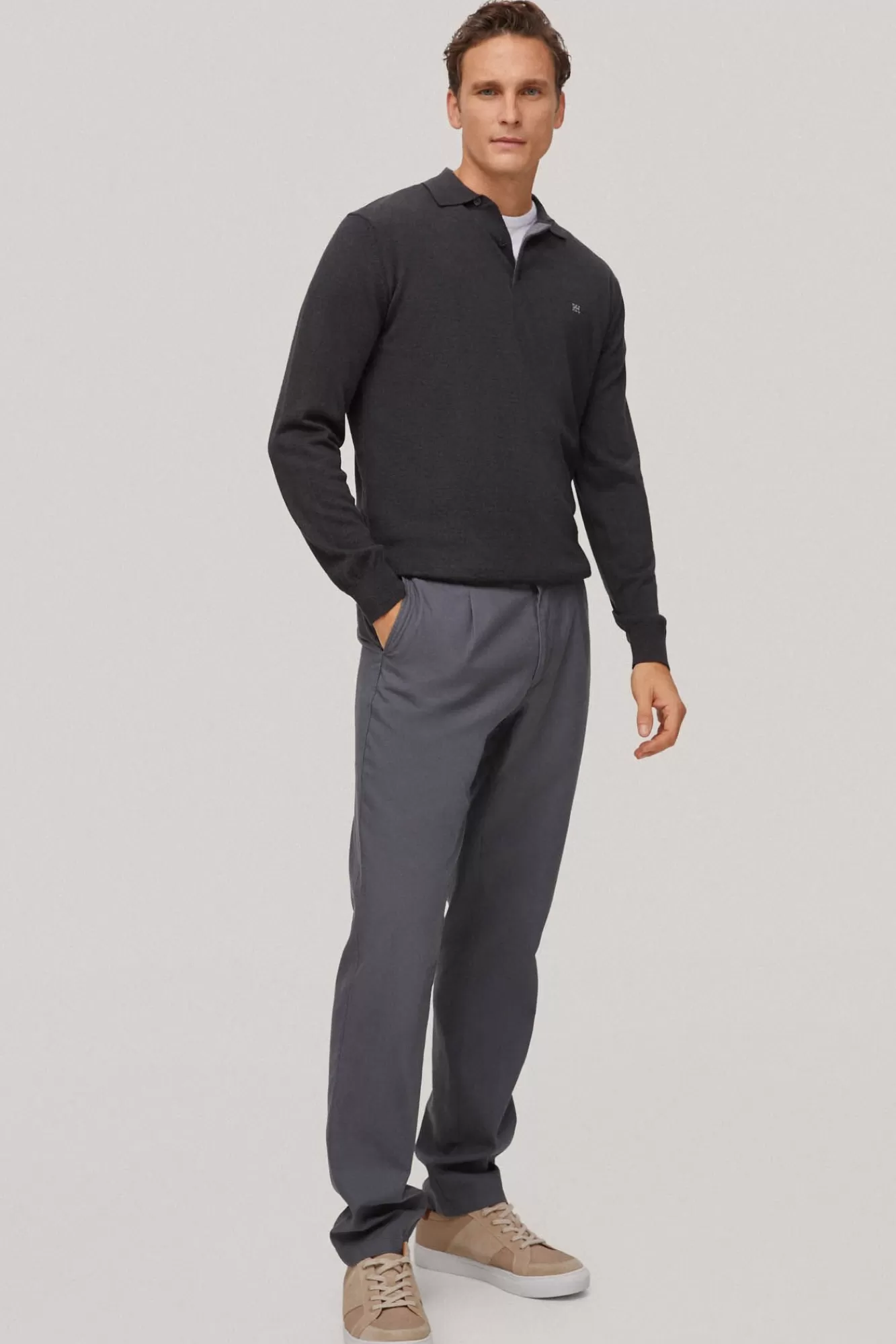 Best Sale Pedro del Hierro Regular Fit Darted Chino Trousers Grey