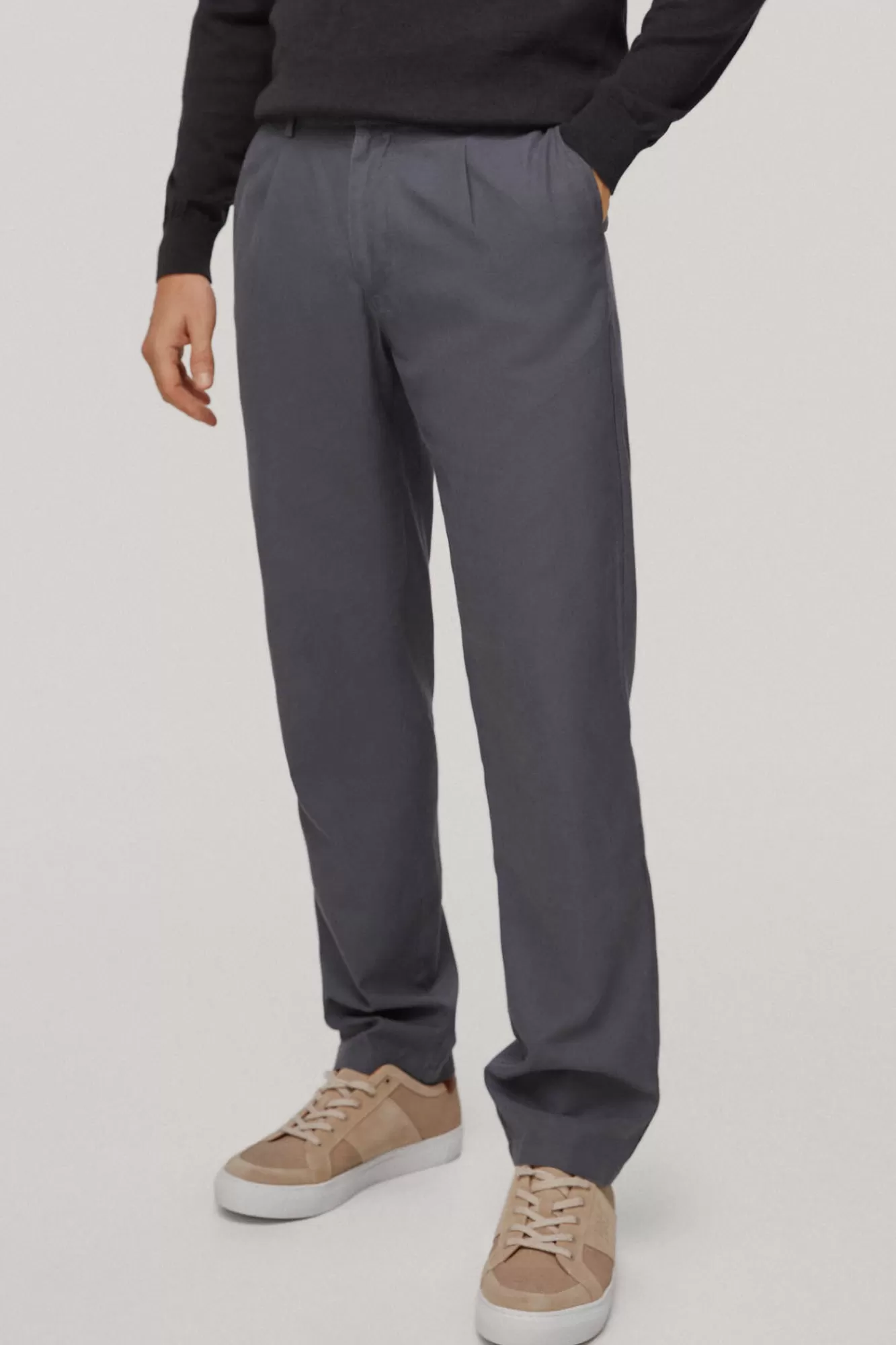 Best Sale Pedro del Hierro Regular Fit Darted Chino Trousers Grey