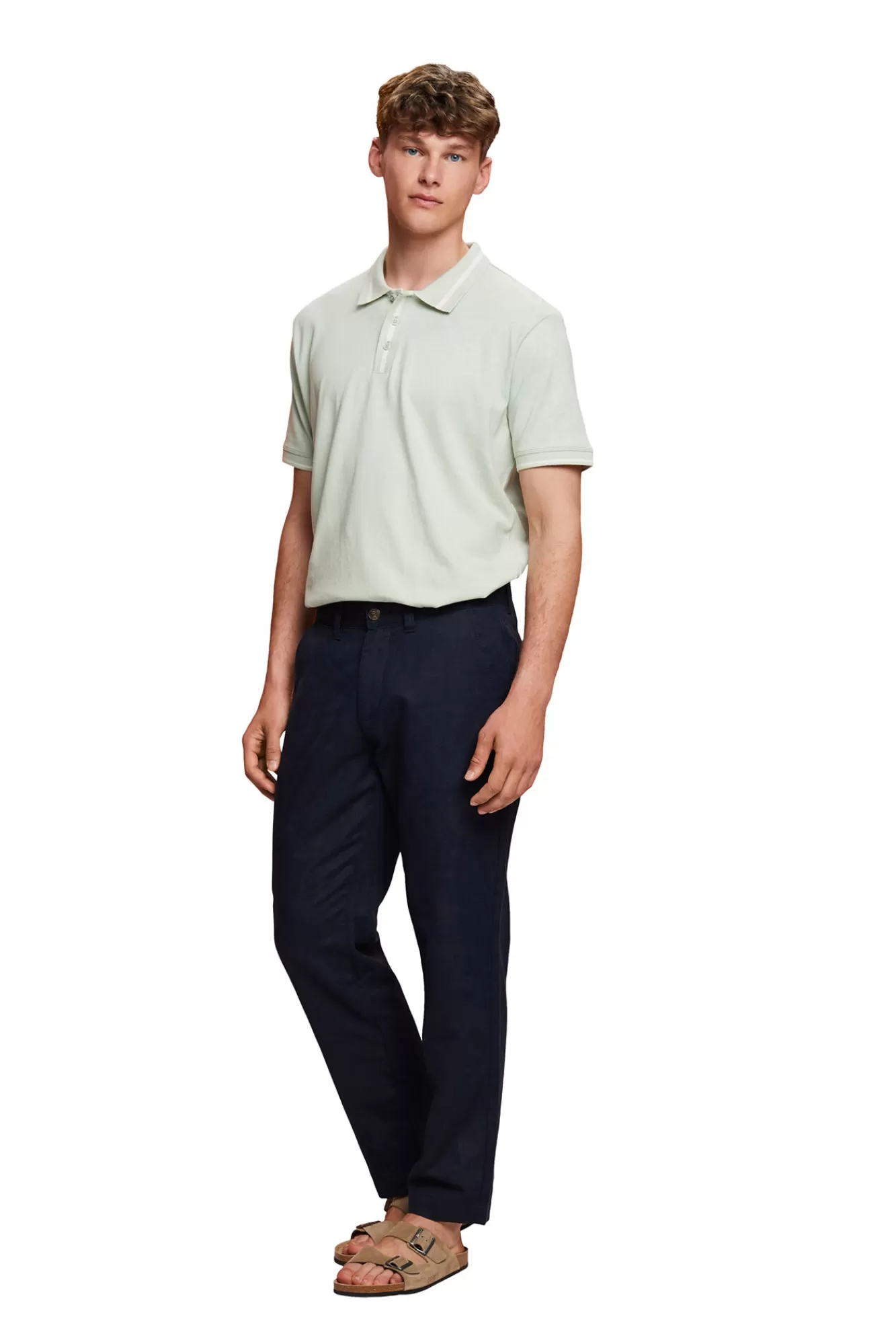 Discount Esprit Regular Fit Polo Shirt With Linen Kaki