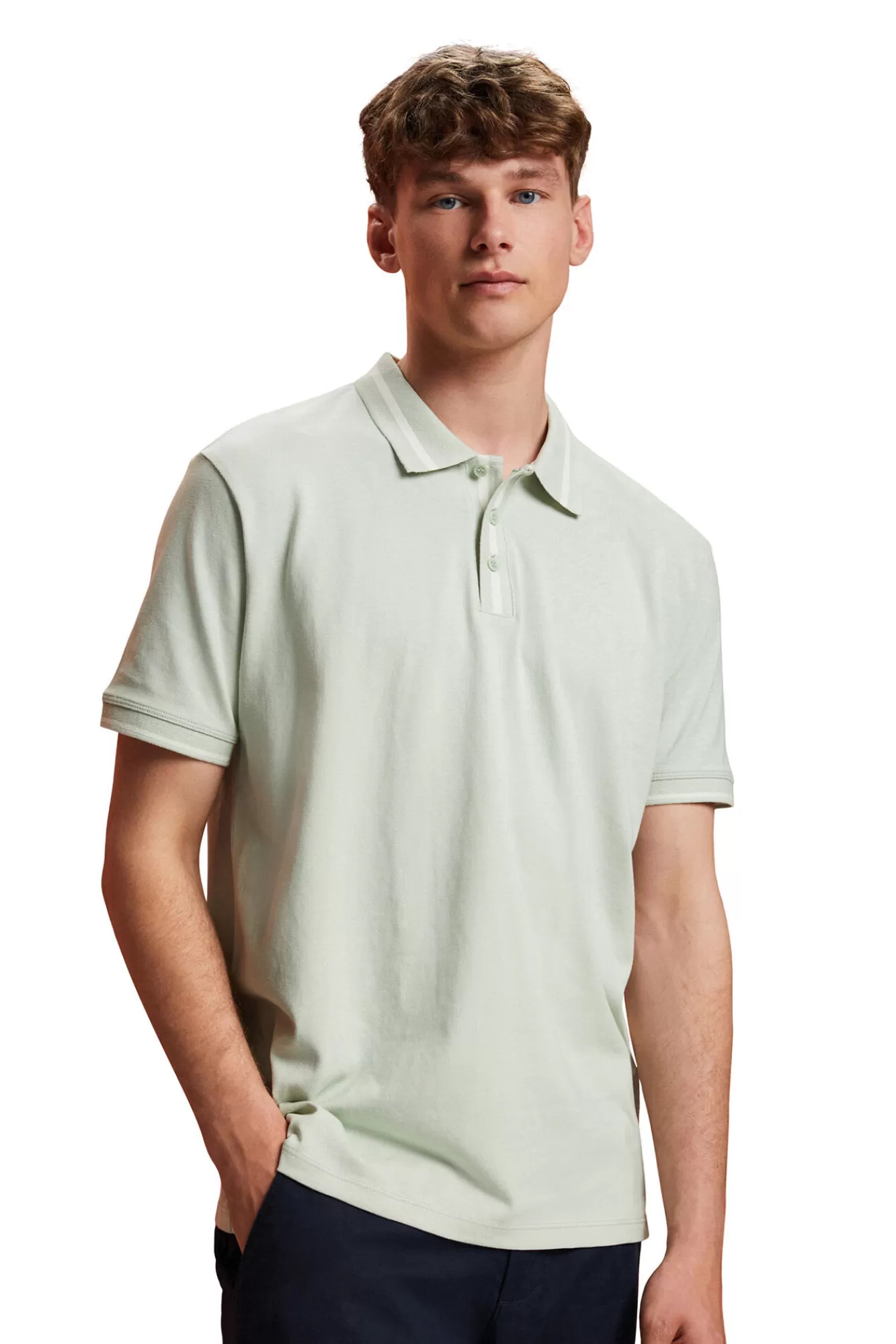 Discount Esprit Regular Fit Polo Shirt With Linen Kaki