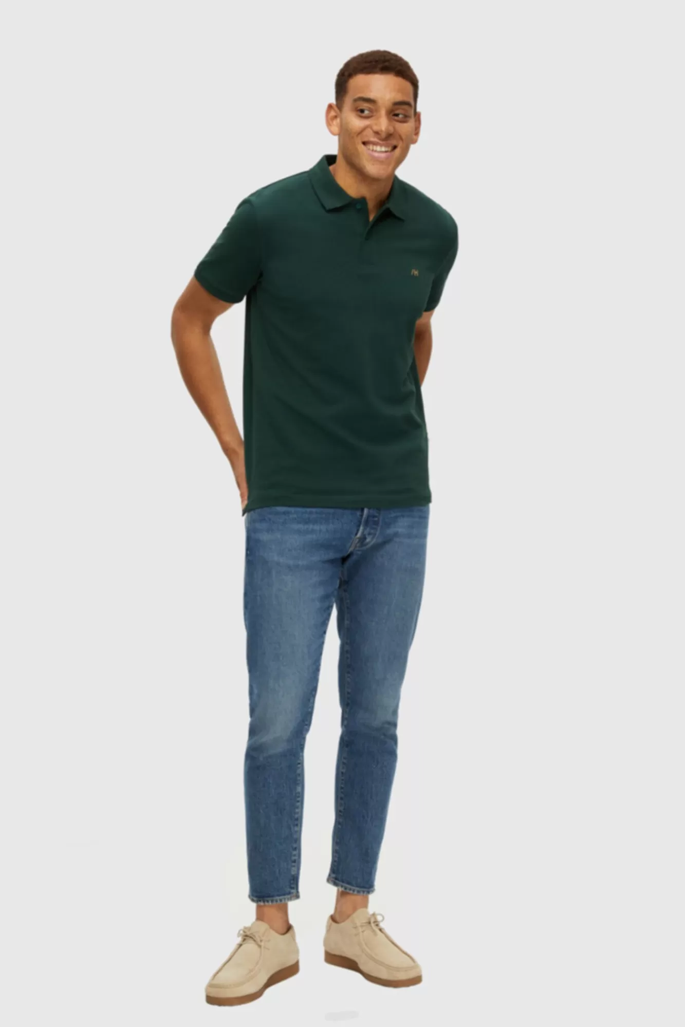 Store Selected Regular Fit Short-Sleeved Polo Shirt Green