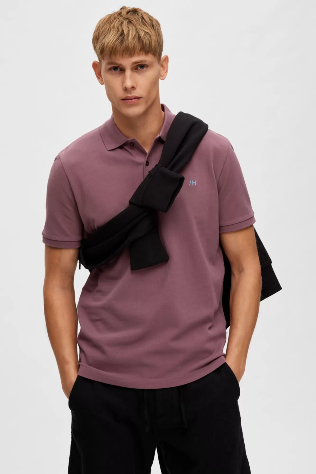 Cheap Selected Regular Fit Short-Sleeved Polo Shirt Pink