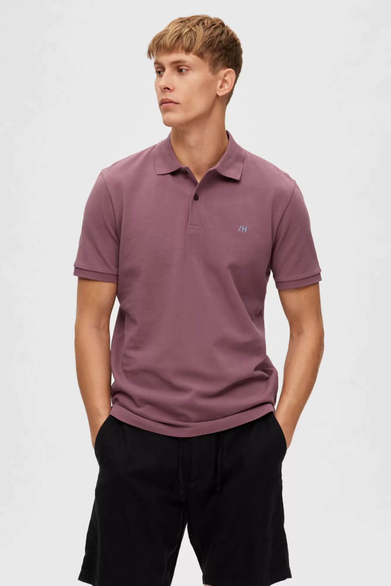 Cheap Selected Regular Fit Short-Sleeved Polo Shirt Pink