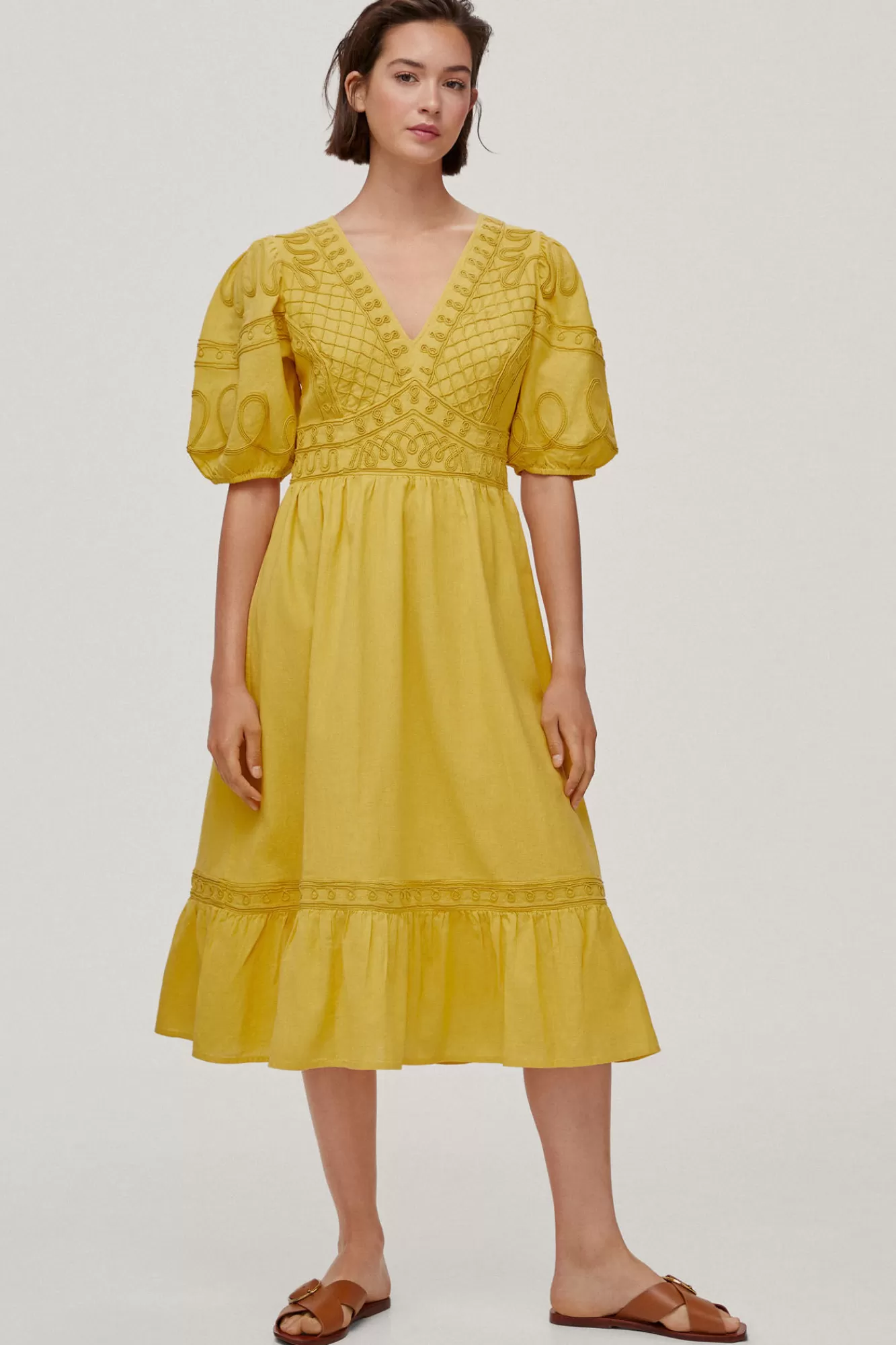 Hot Pedro del Hierro Ribbon Embroidery Dress Yellow