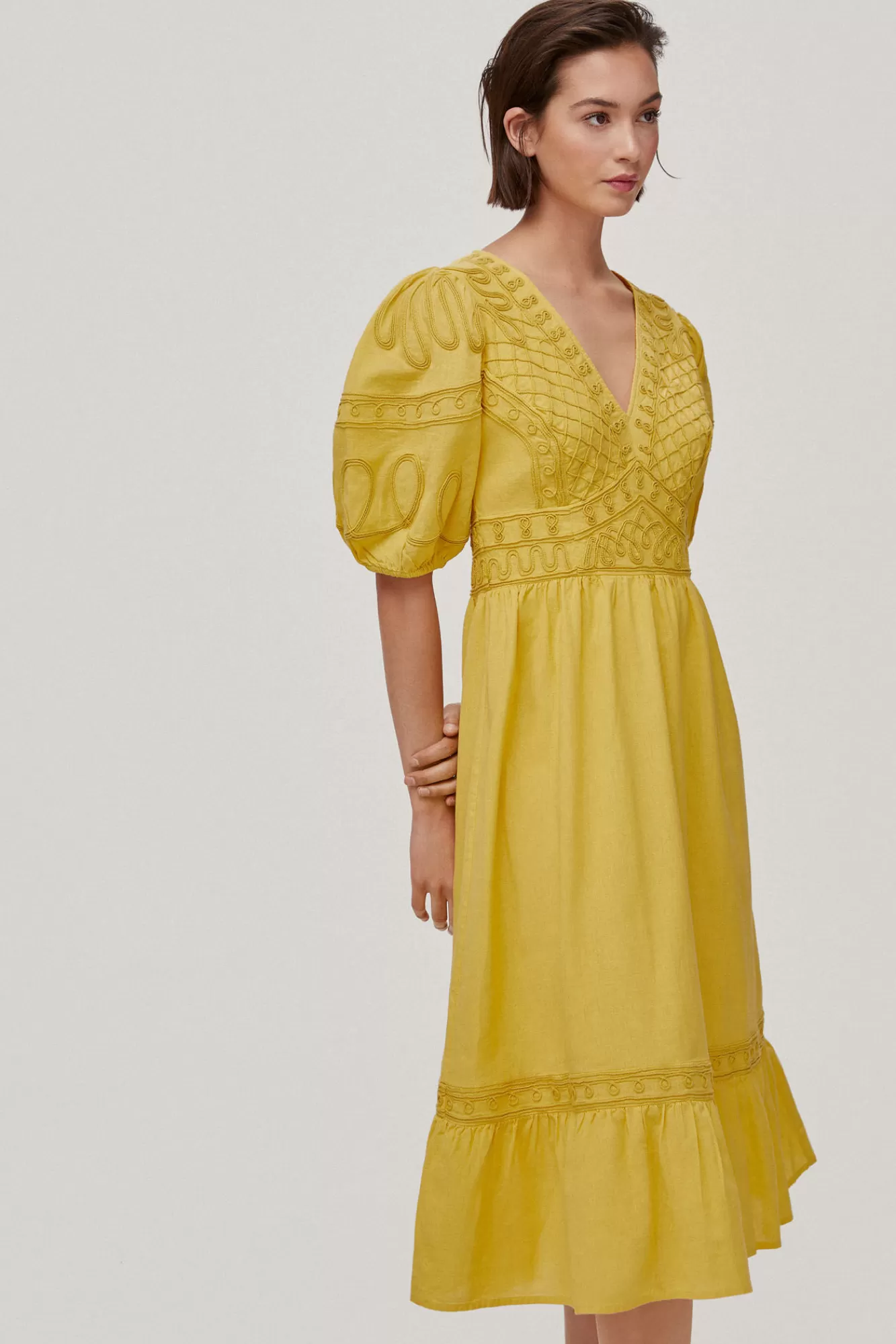 Hot Pedro del Hierro Ribbon Embroidery Dress Yellow