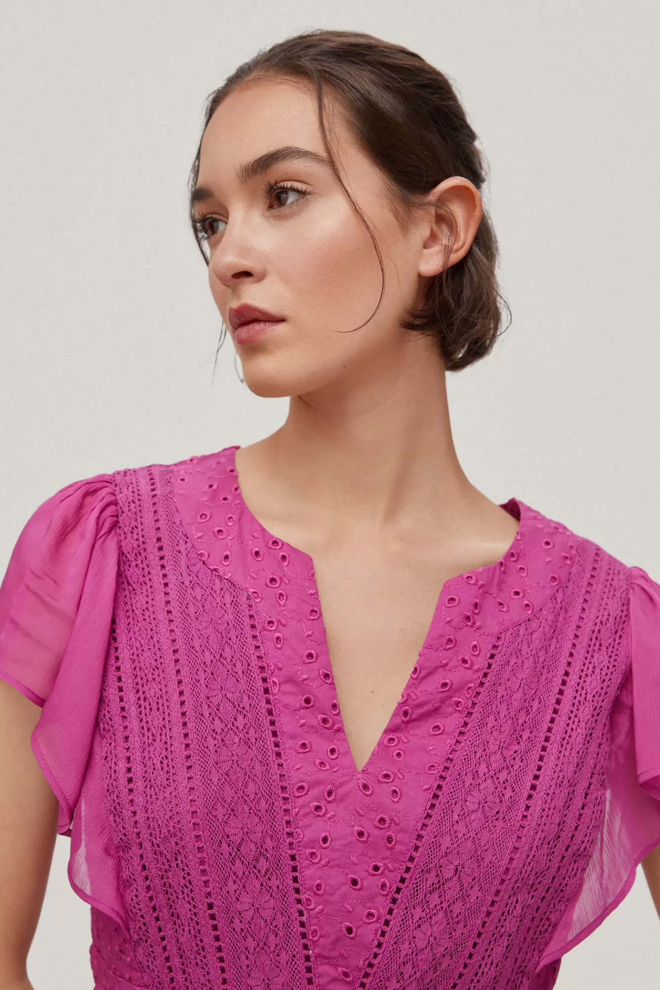 Store Pedro del Hierro Romantic Embroidered Blouse Pink