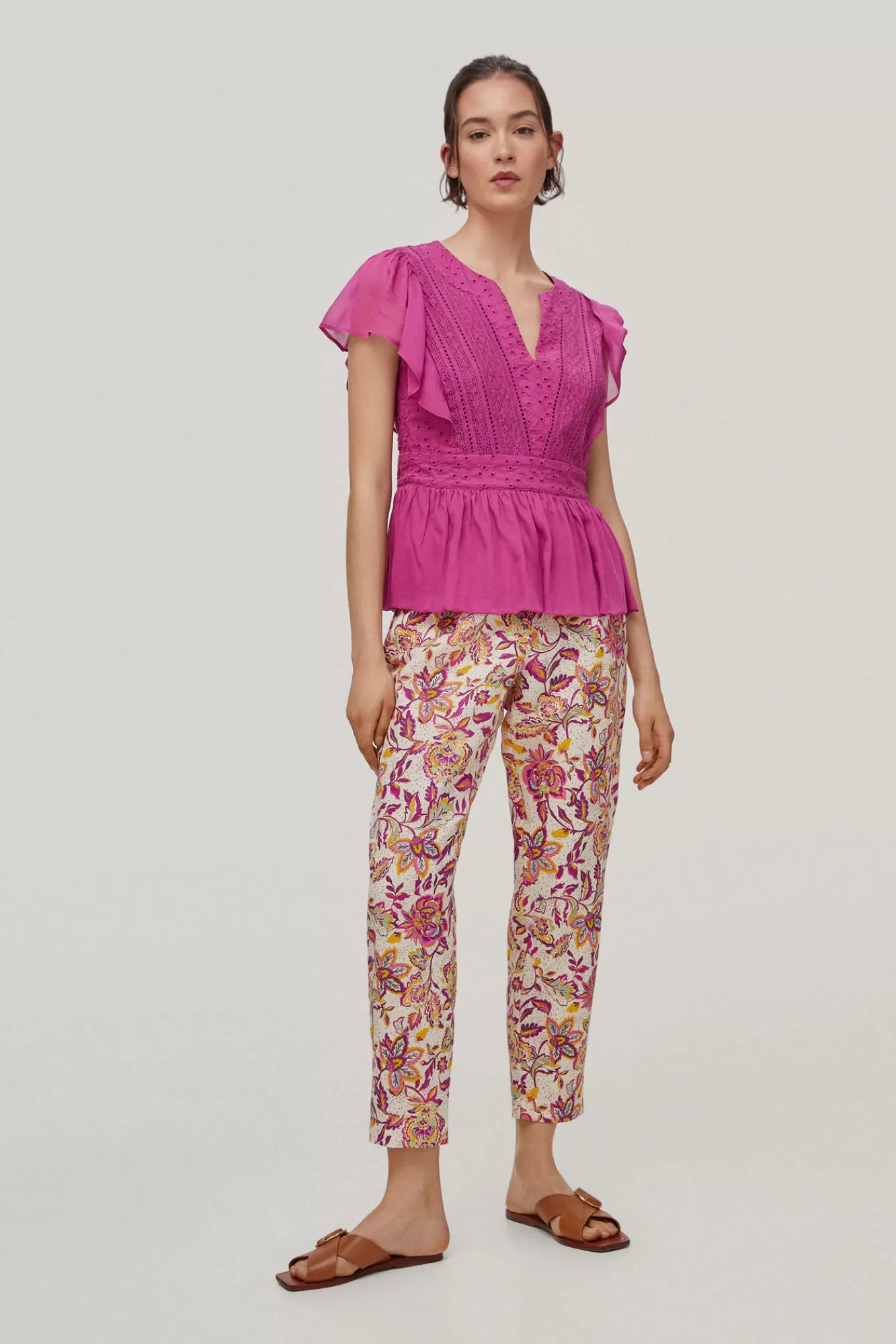 Store Pedro del Hierro Romantic Embroidered Blouse Pink