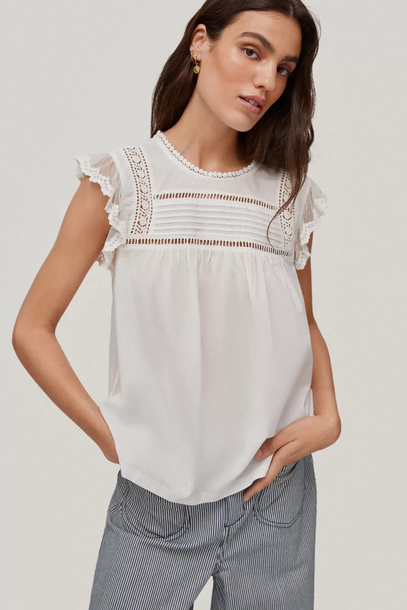 Fashion Pedro del Hierro Romantic T-Shirt Ecru