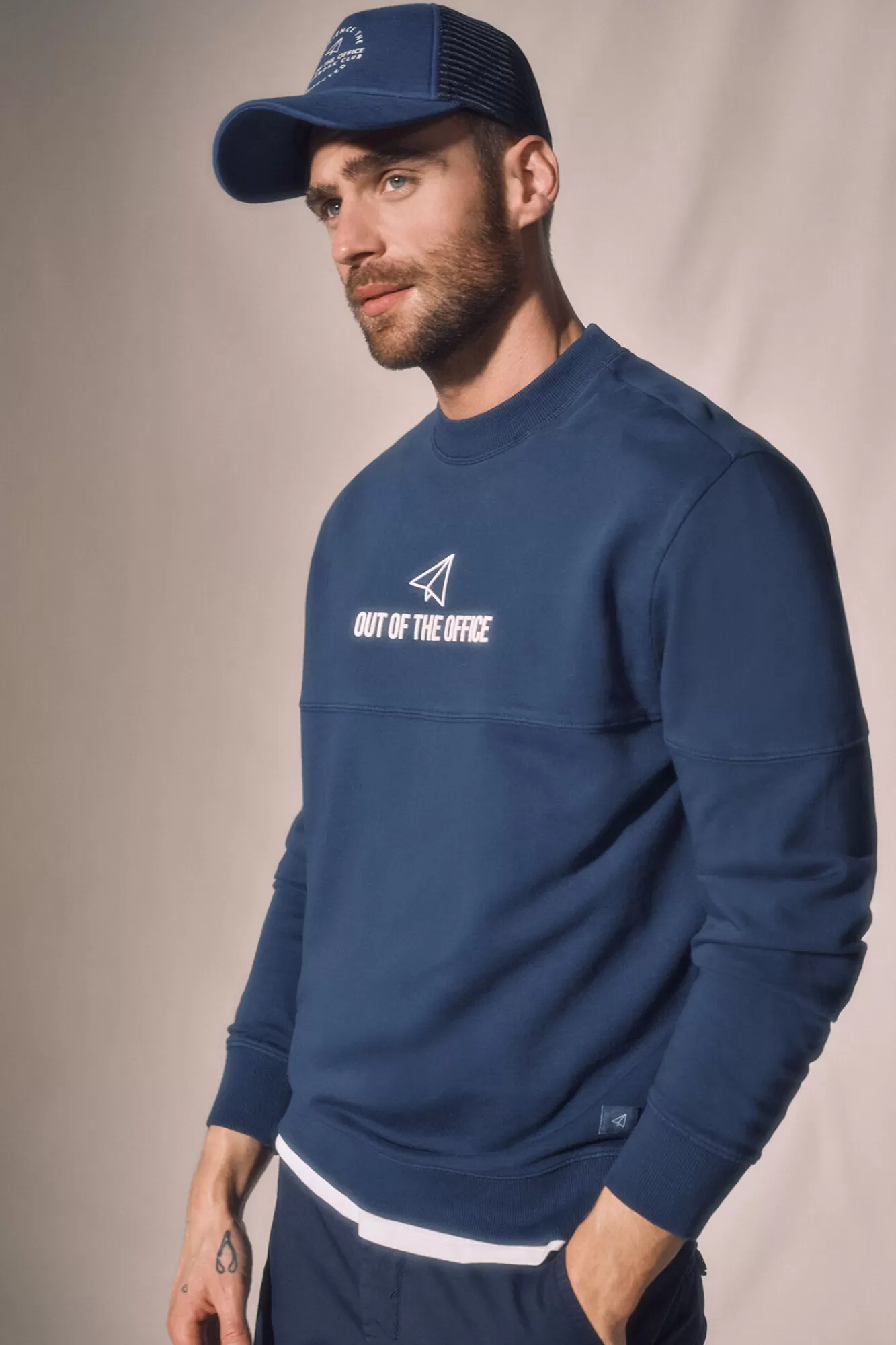 Best Sale Ooto Round Neck Sweatshirt With Embroidered Front Blue