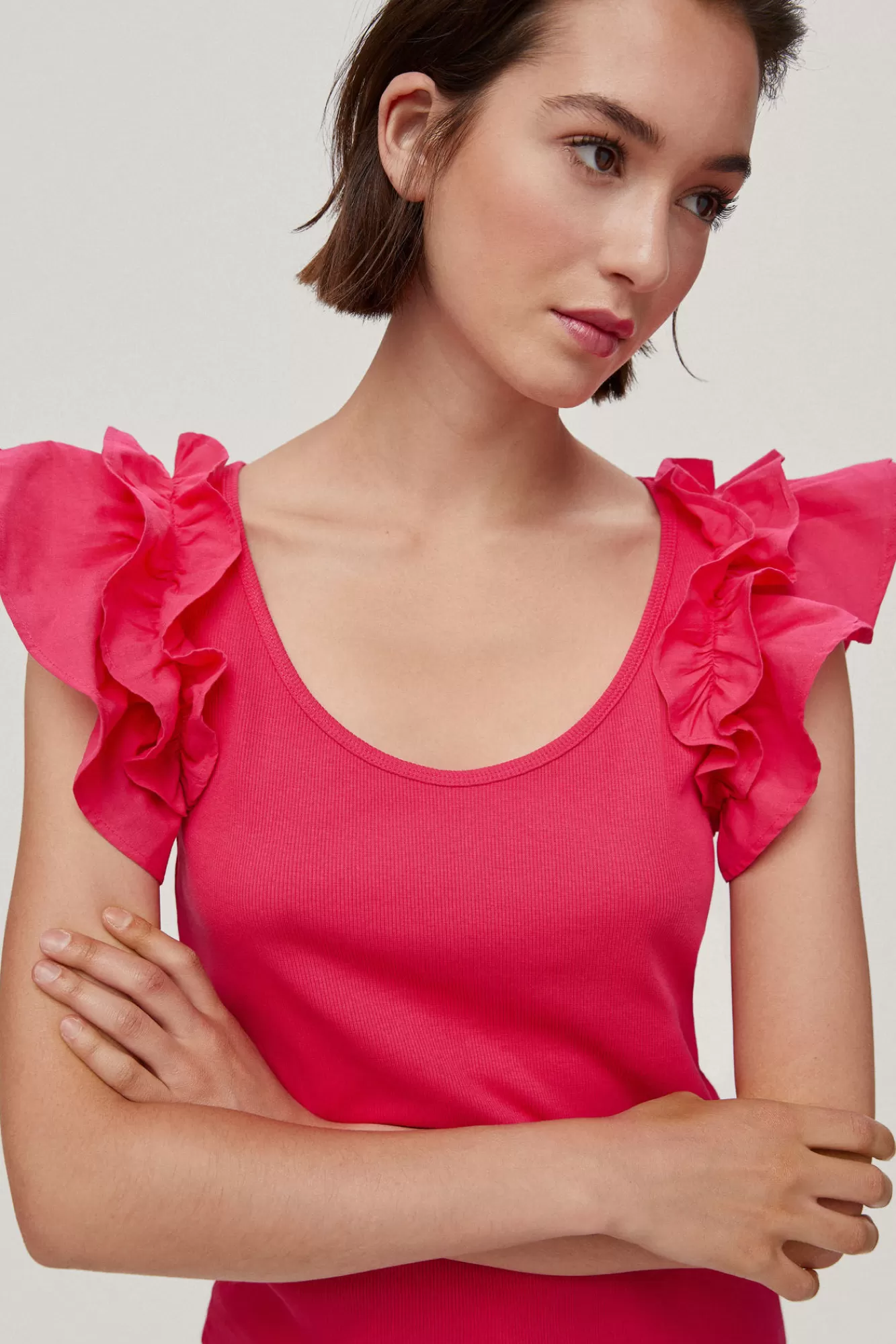 Store Pedro del Hierro Ruffle Vest Top Pink