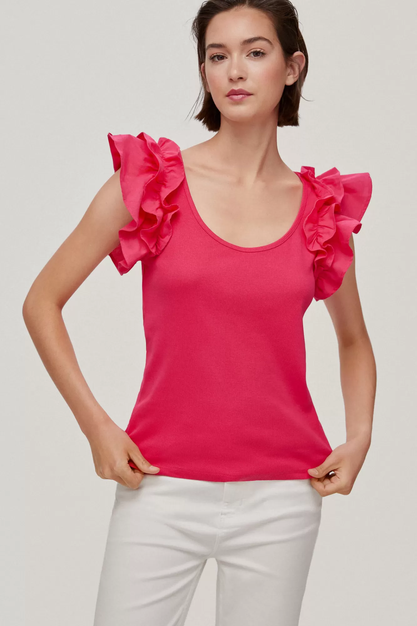 Store Pedro del Hierro Ruffle Vest Top Pink