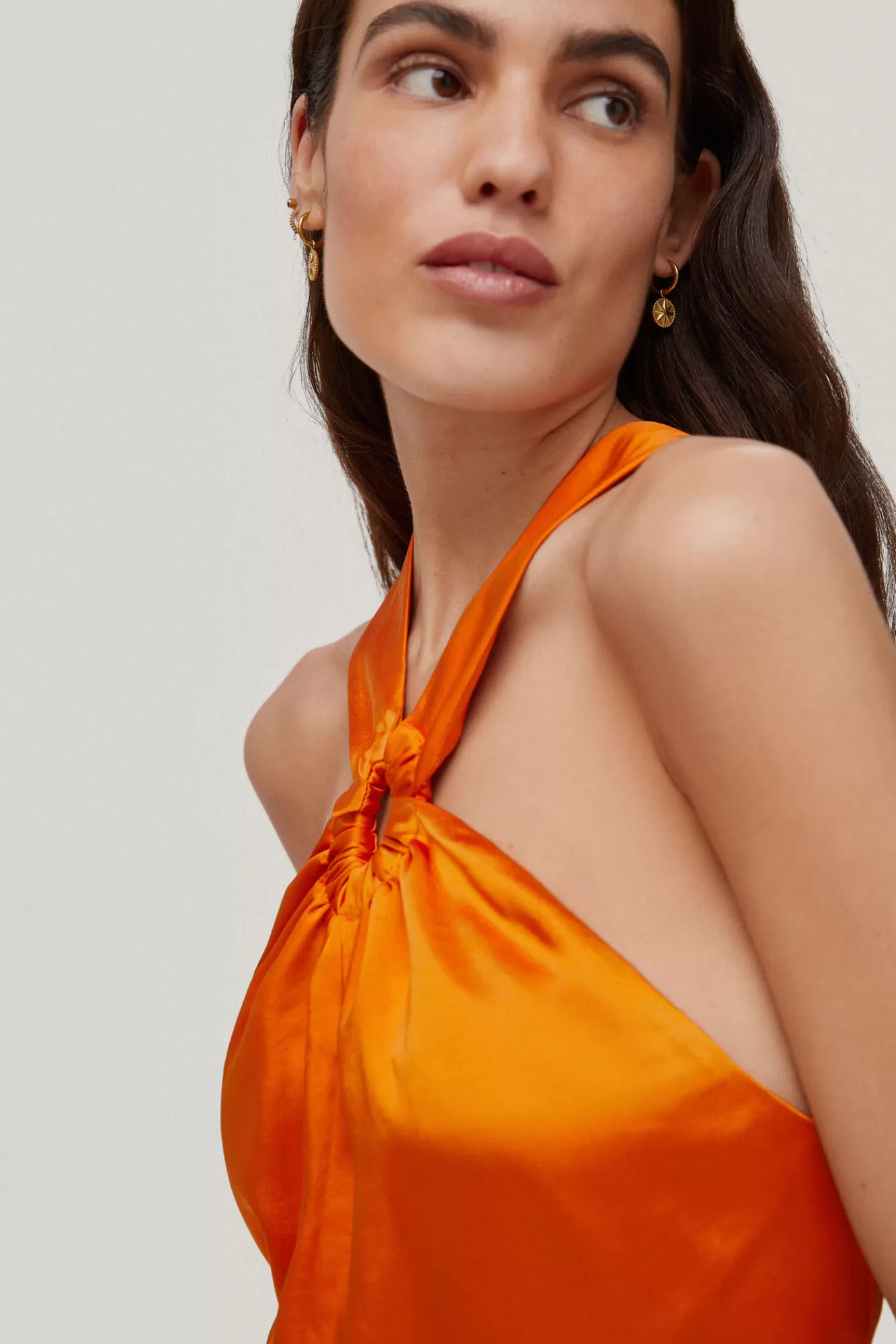 Online Pedro del Hierro Satin-Finish Halter Top Orange