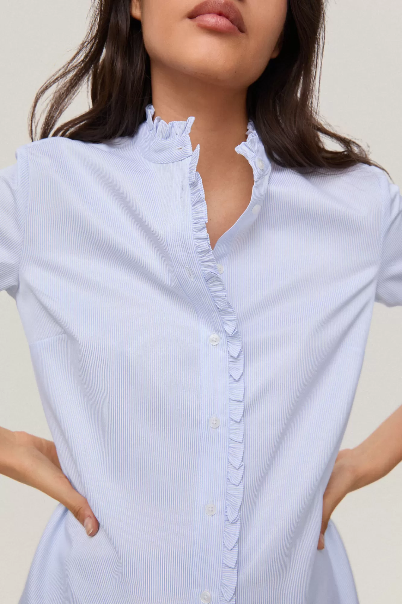 Clearance Pedro del Hierro Shirt With Ruffle Blue