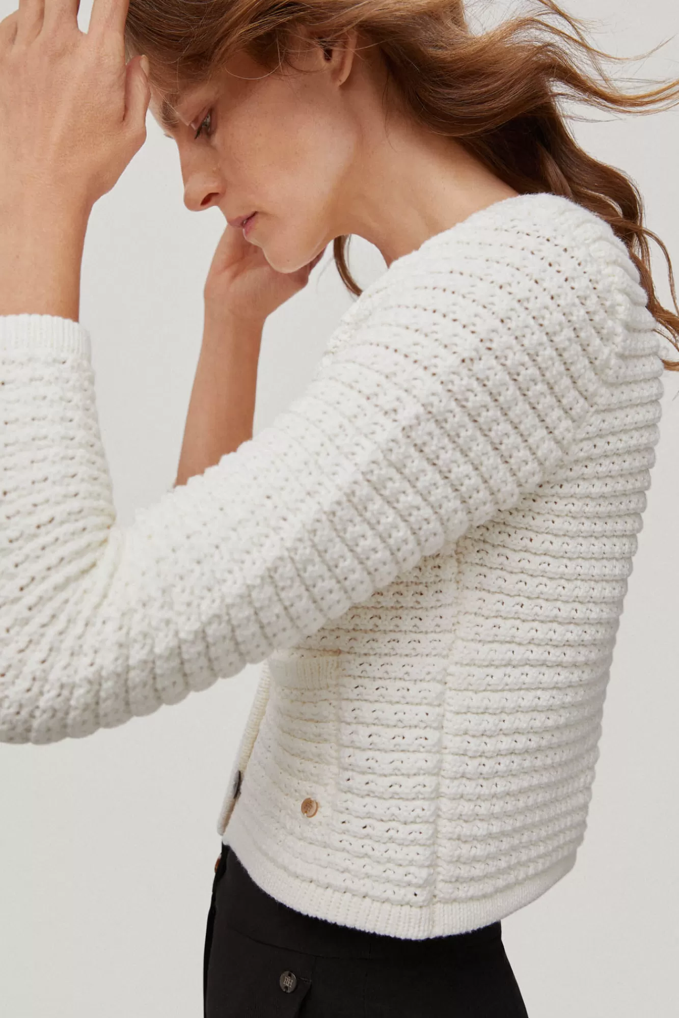 Fashion Pedro del Hierro Short Knit Cardigan Ecru