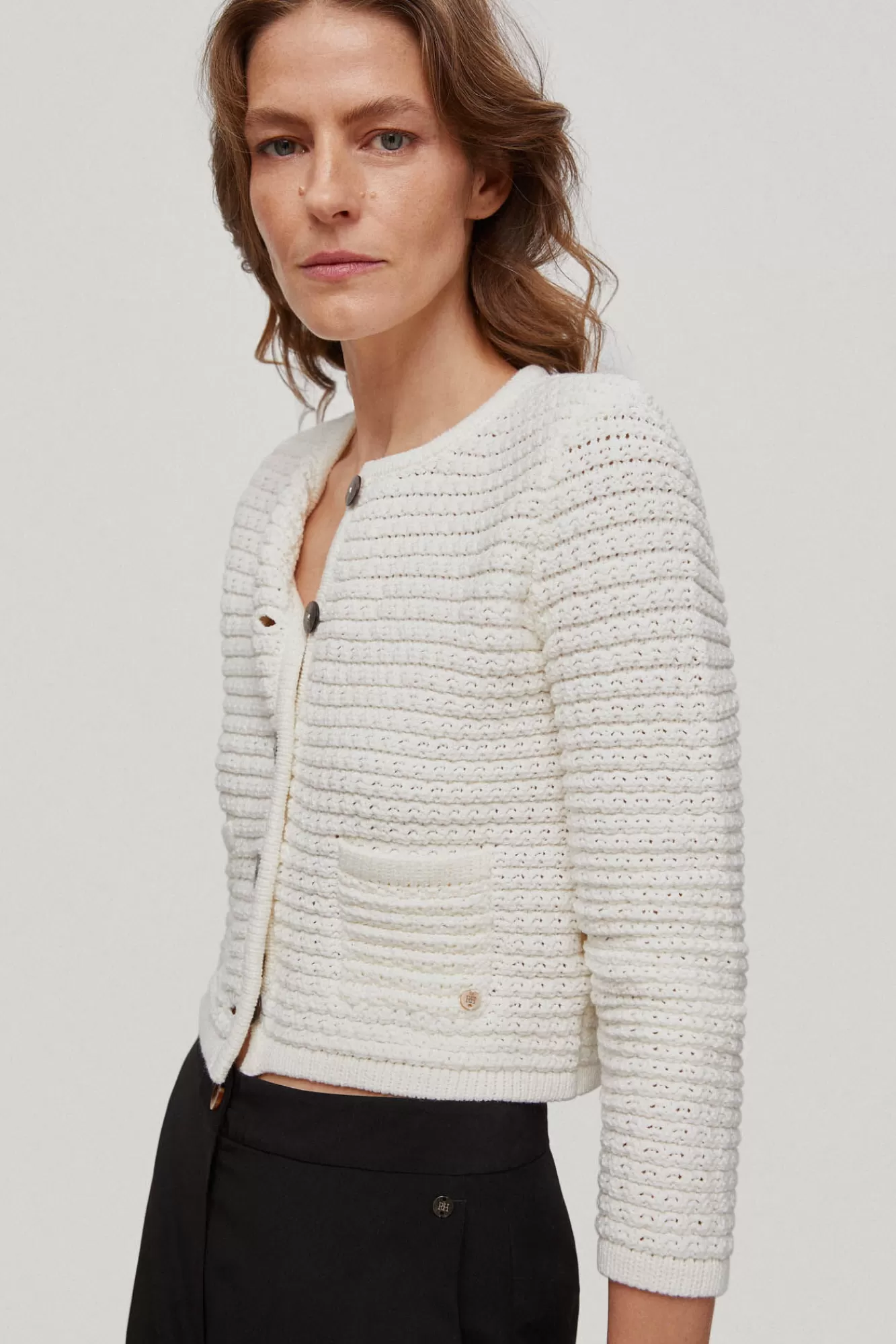 Fashion Pedro del Hierro Short Knit Cardigan Ecru