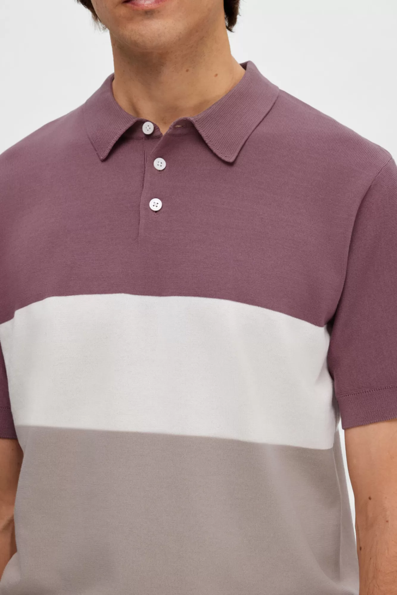 Store Selected Short-Sleeved Jersey-Knit Polo Shirt In Organic Cotton. Lilac