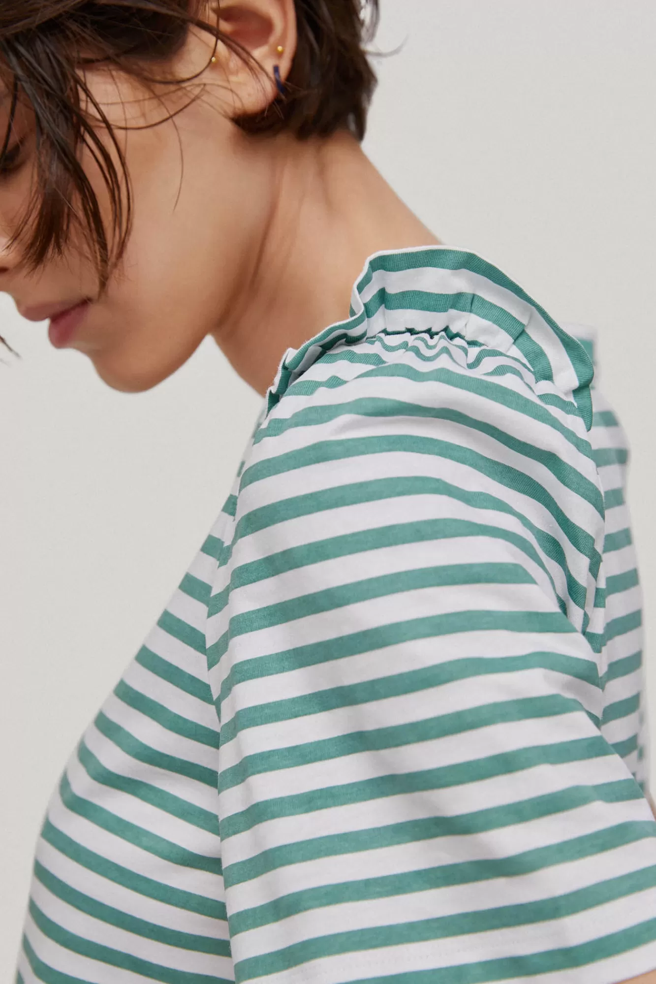 Store Pedro del Hierro Short-Sleeved Striped T-Shirt Green