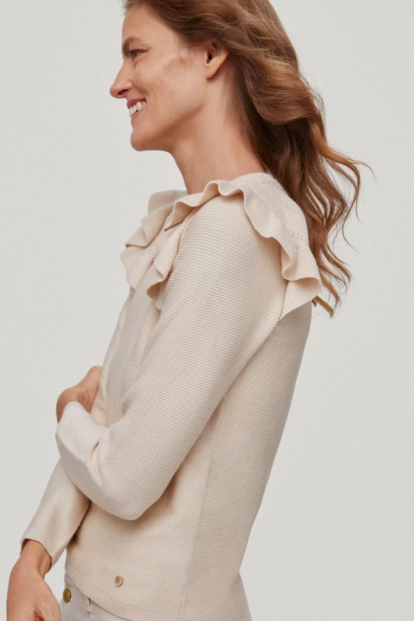 Online Pedro del Hierro Shoulder Ruffle Jumper Ecru