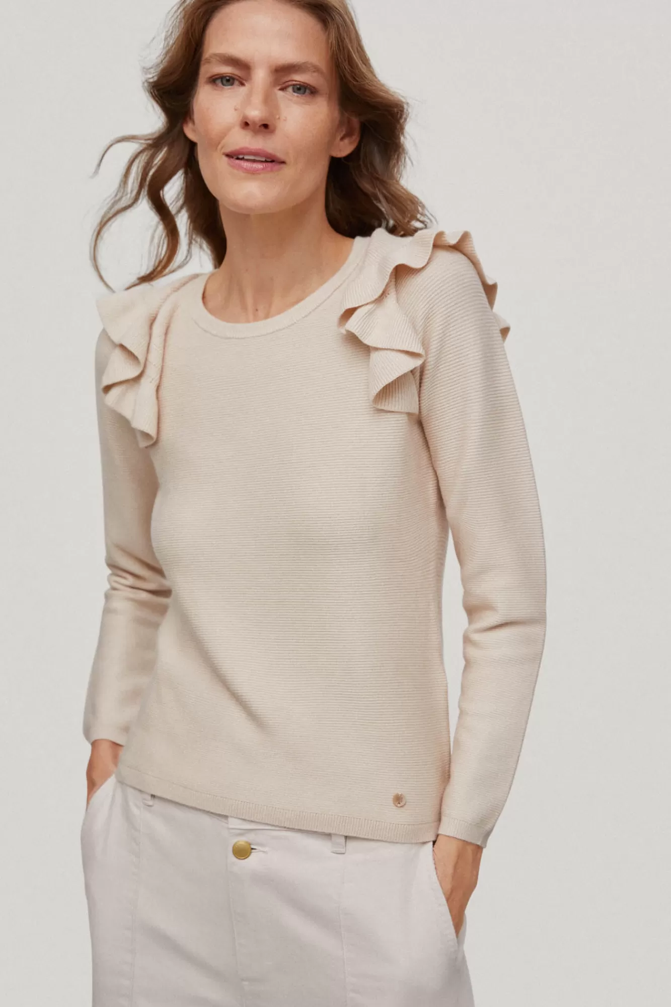 Online Pedro del Hierro Shoulder Ruffle Jumper Ecru