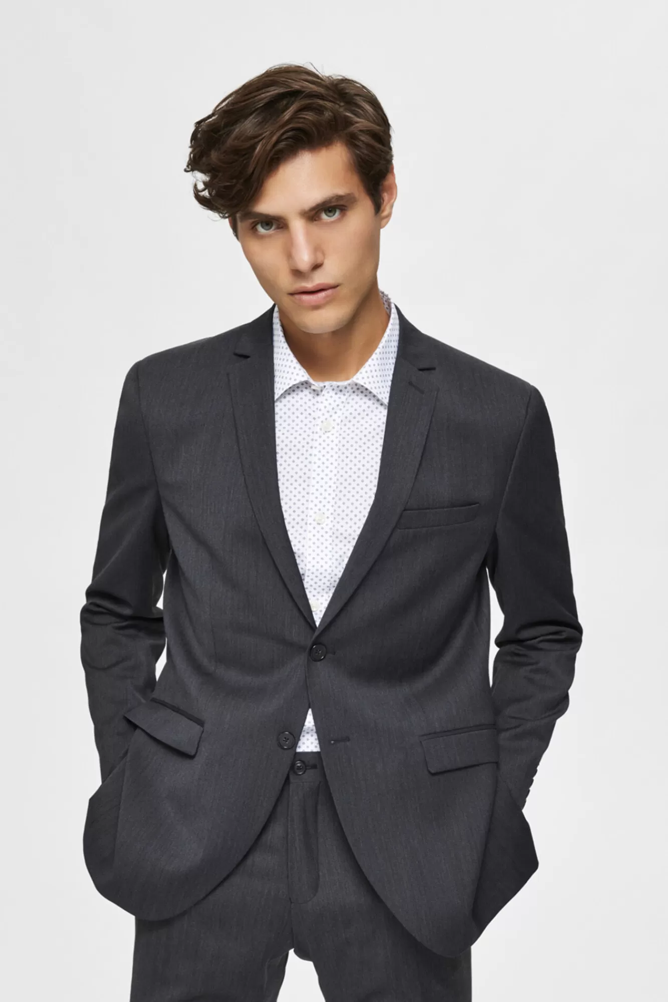 Outlet Selected Slim Blazer With Lapels Grey