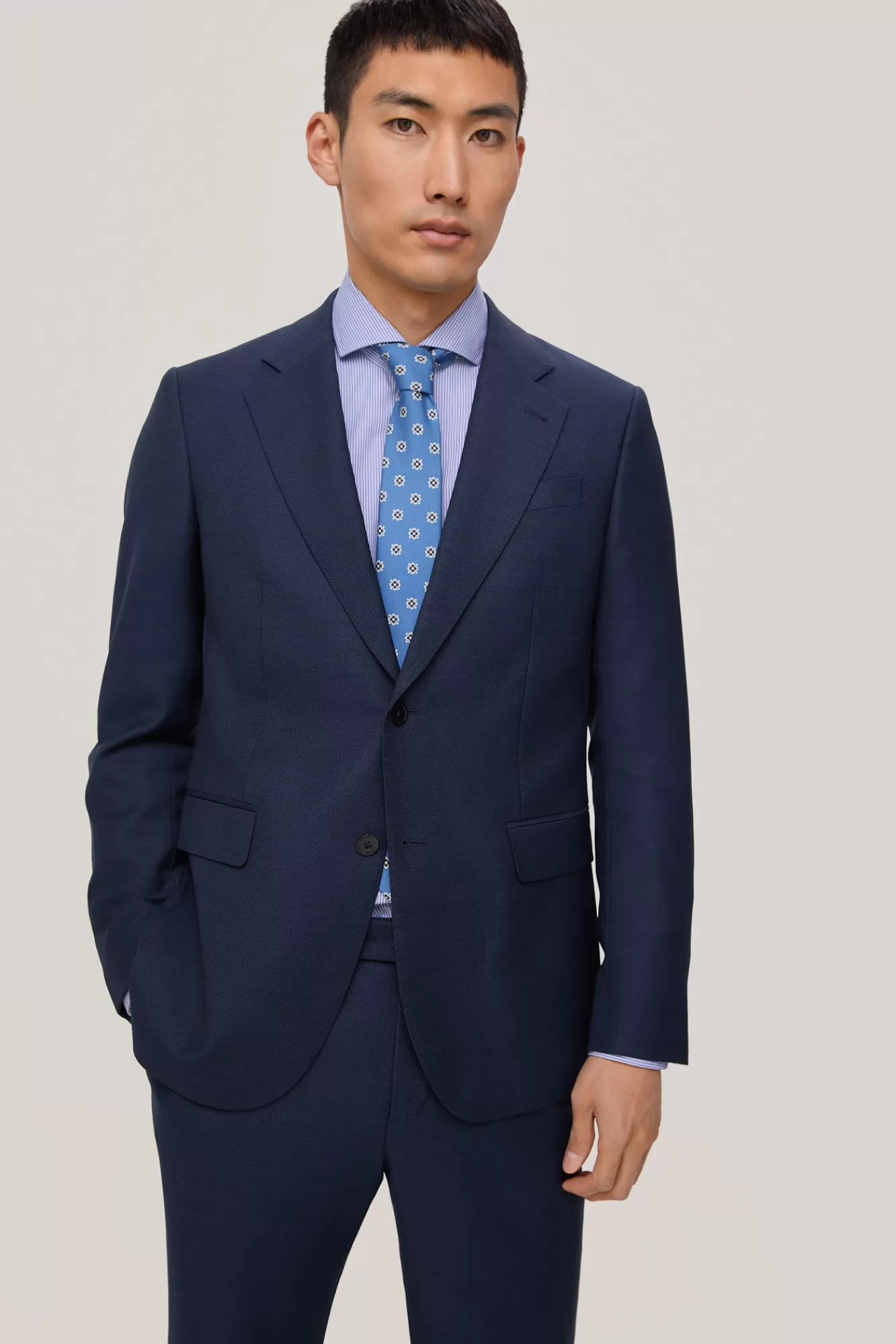 New Pedro del Hierro Slim Fit Bird's Eye Suit Blazer Blue