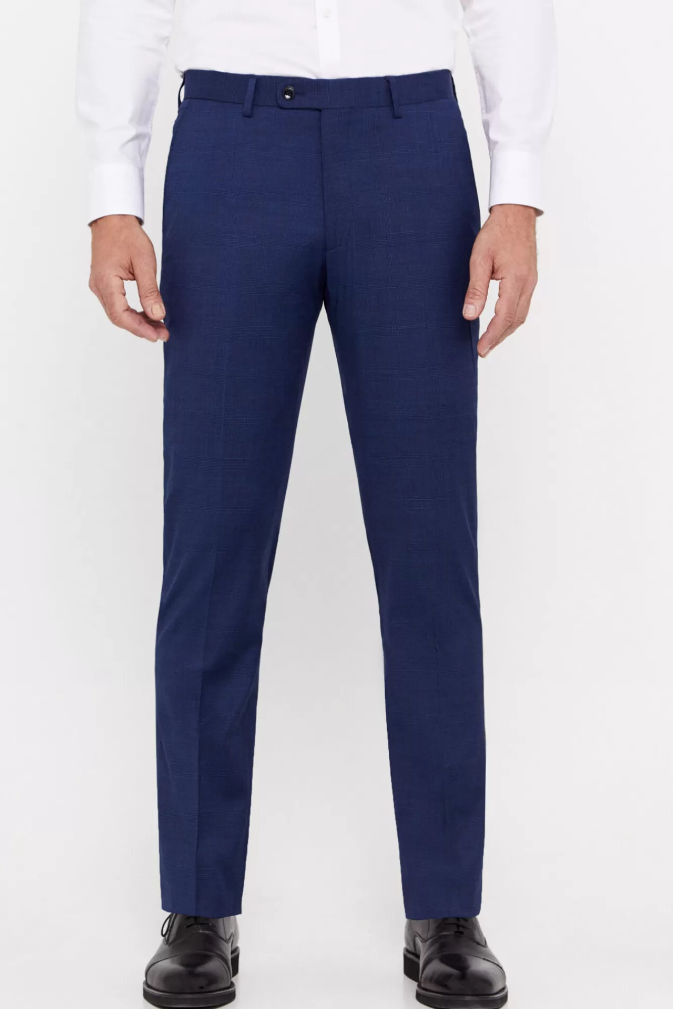 Best Cortefiel Slim Fit Checked Trousers Blue