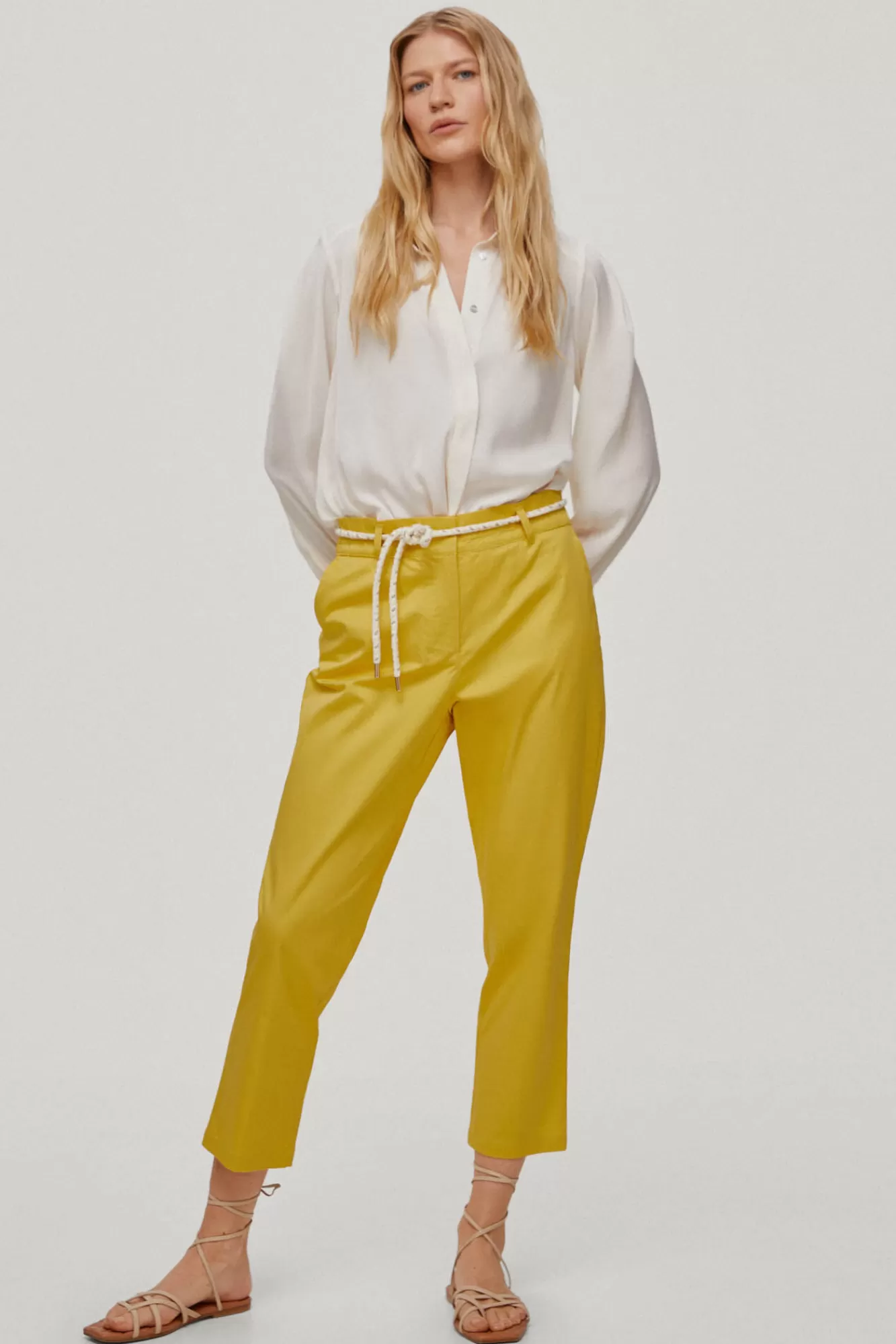 Best Pedro del Hierro Slim Fit Poplin Trousers Yellow